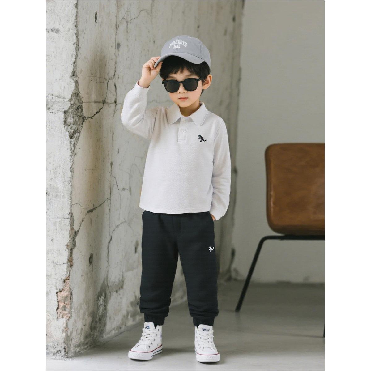 Take Two Boys White Graphic Polo and Black Jogger Set-boys-clothing-setsandcoords-image-9