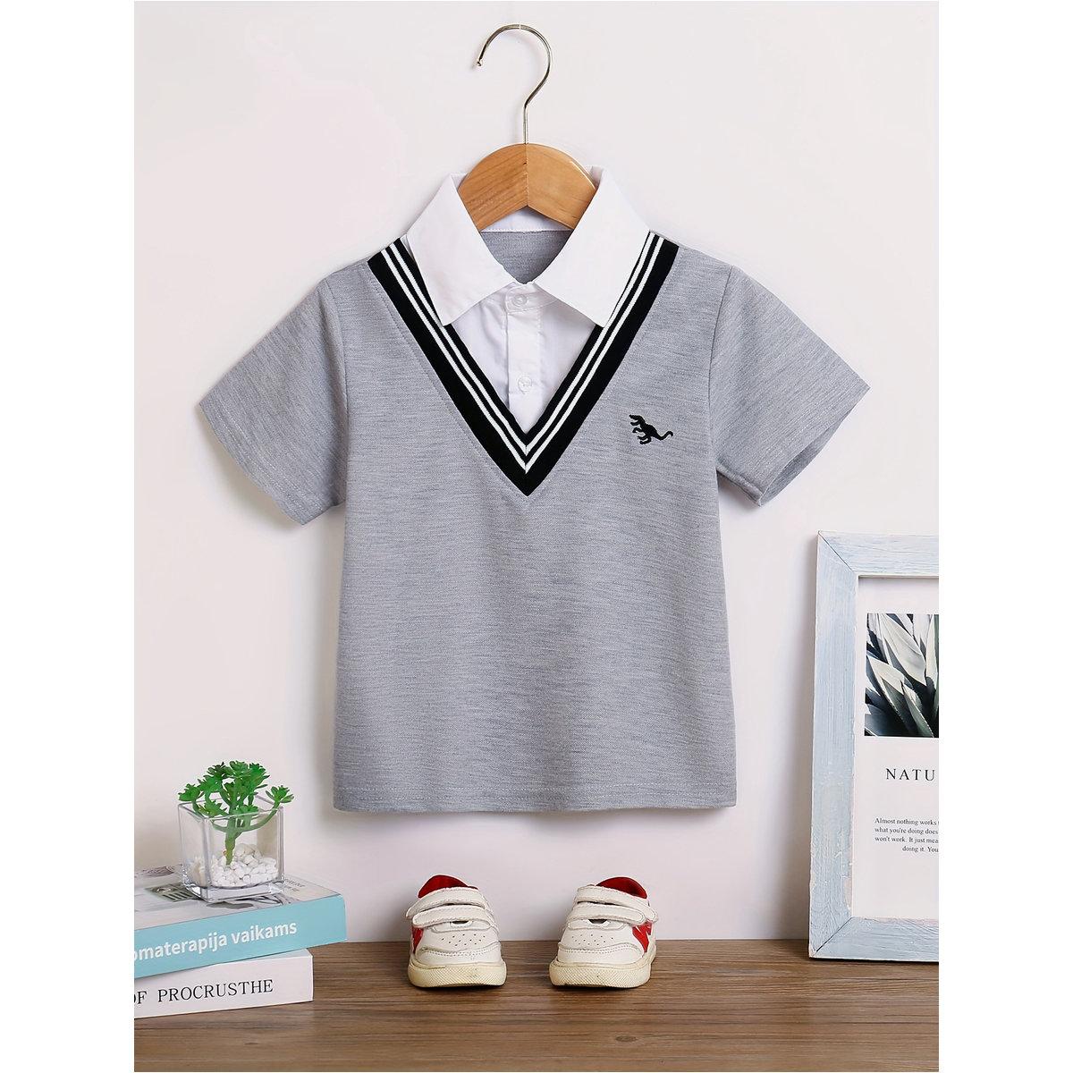 Take Two Boys Grey Collared 2in1 Style Shirt-boys-clothing-shirts-image-1