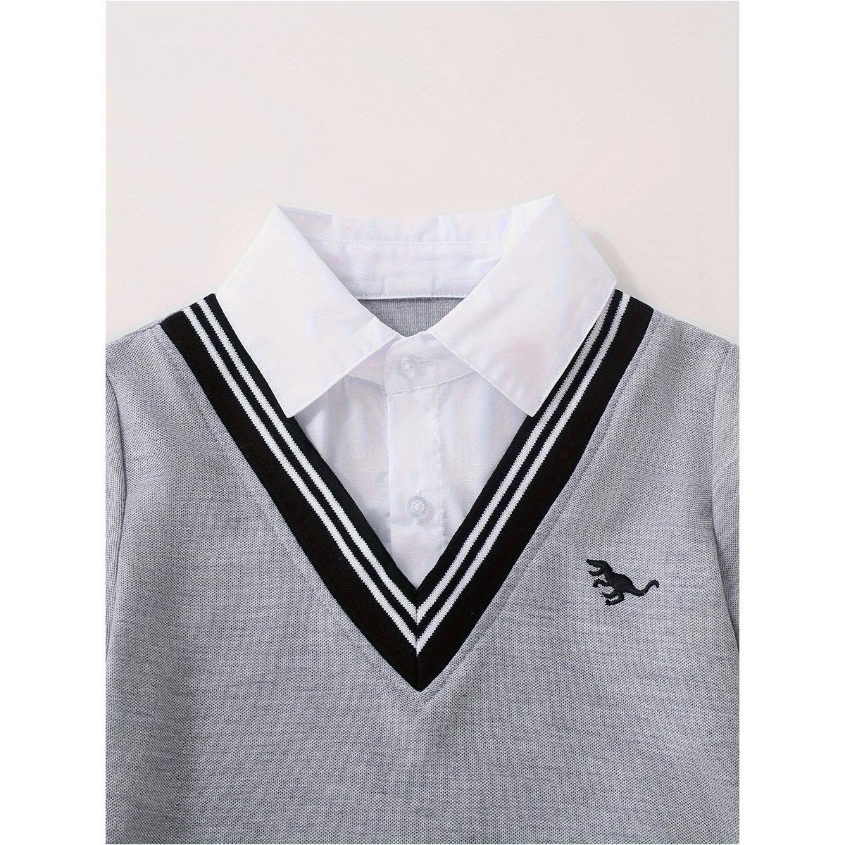 Take Two Boys Grey Collared 2in1 Style Shirt-boys-clothing-shirts-image-3