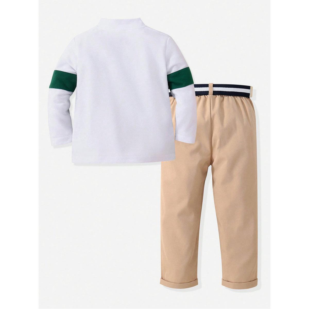 طقم من بنطال وتيشيرت بولو بنمط كُتل الألوان-boys-clothing-setsandcoords-image-2