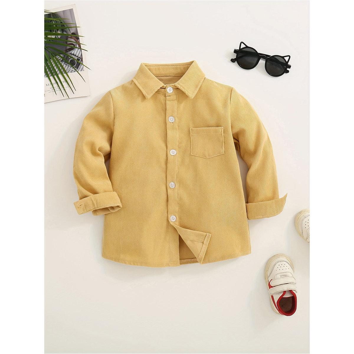 Take Two Boys Mustard Corduroy Shirt with Buttons-boys-clothing-shirts-image-1
