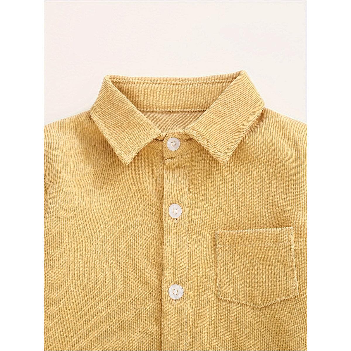 Take Two Boys Mustard Corduroy Shirt with Buttons-boys-clothing-shirts-image-3