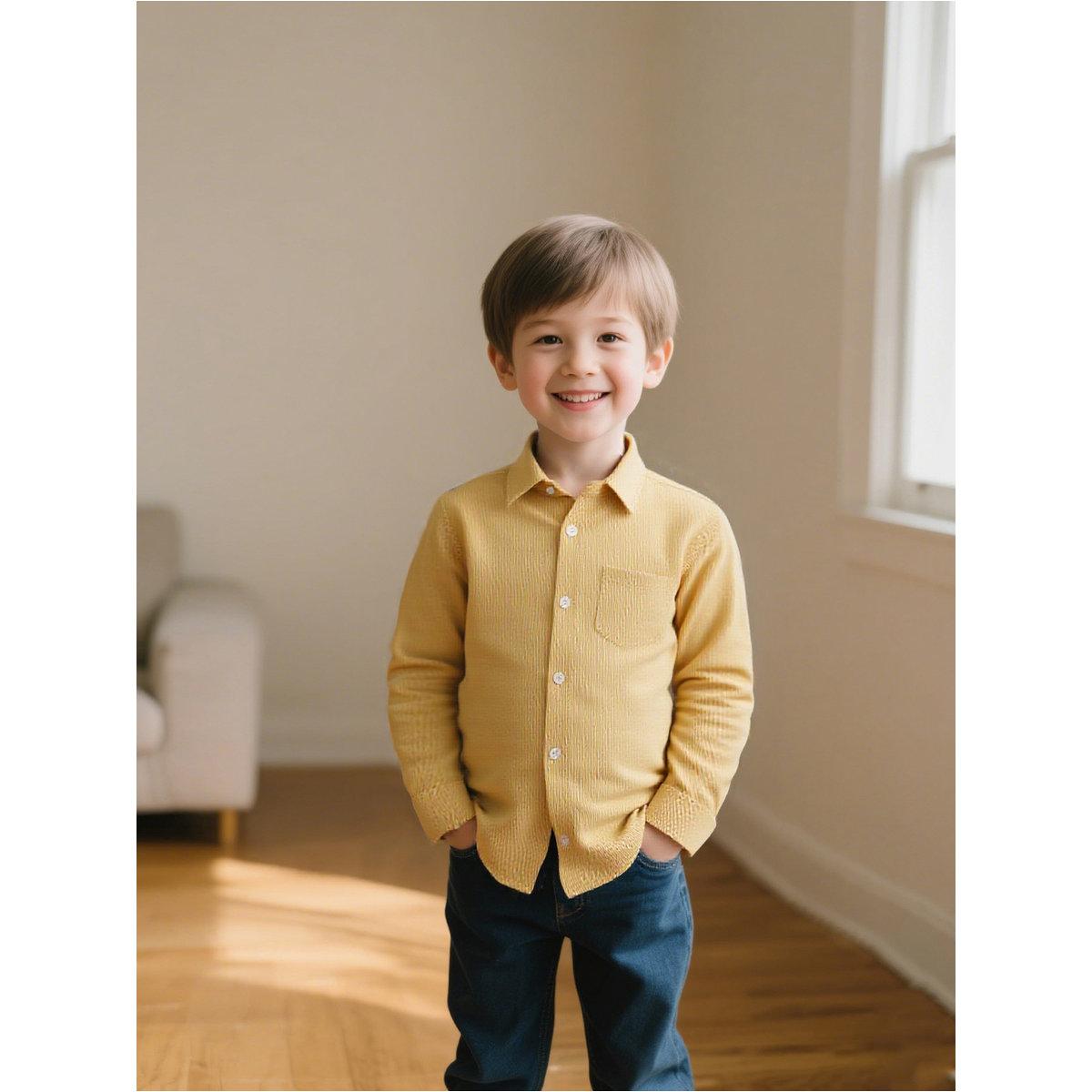 Take Two Boys Mustard Corduroy Shirt with Buttons-boys-clothing-shirts-image-6