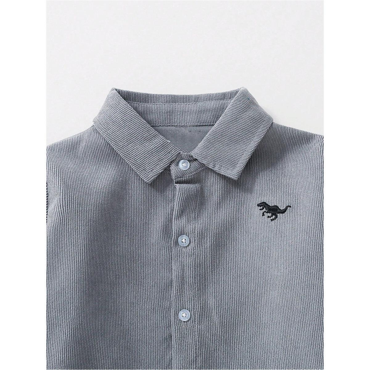 Take Two Boys Grey Corduroy Shirt with Buttons-boys-clothing-shirts-image-3