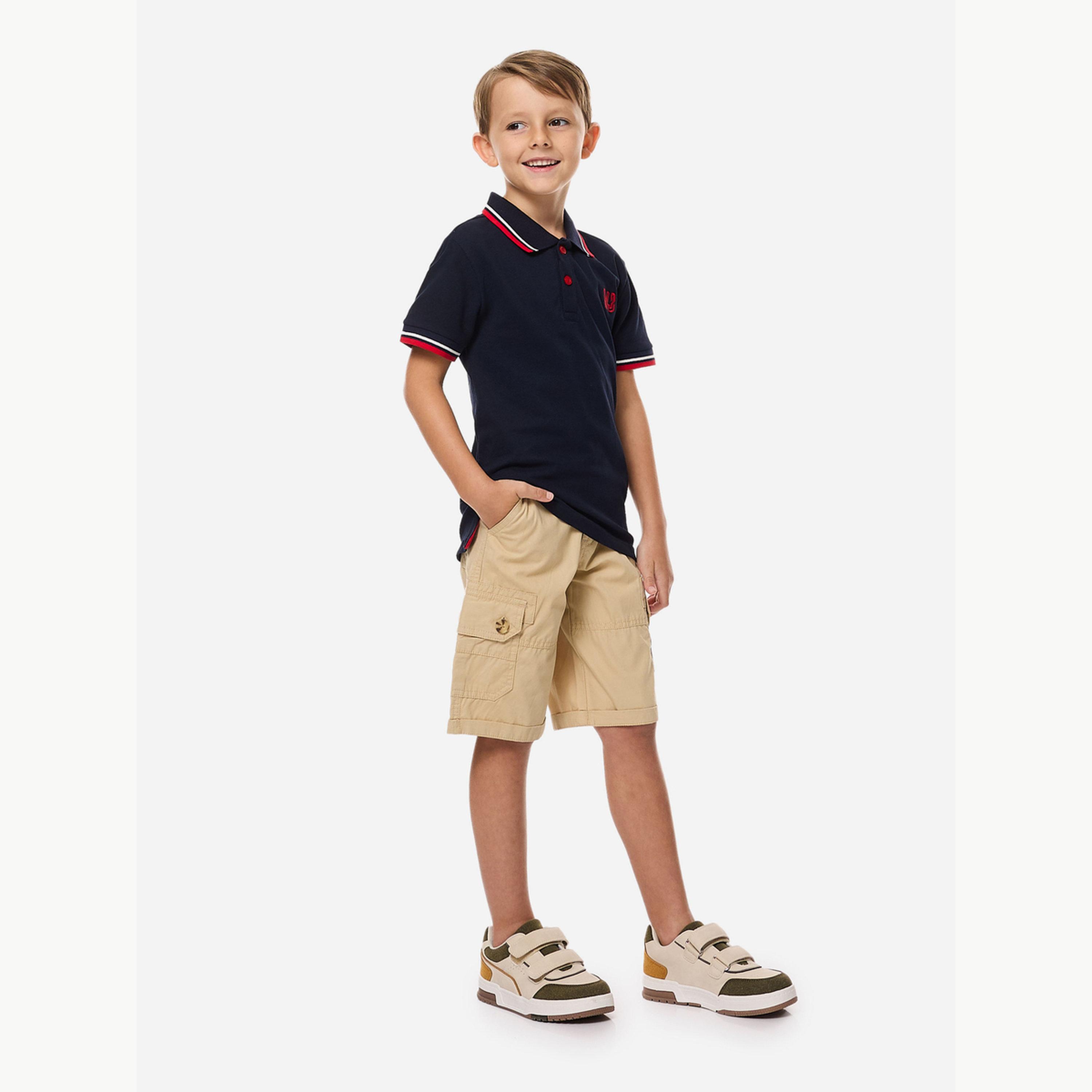 Victor and Jane X Styli Boys Beige Solid Cargo Shorts with Belt Loops-boys-clothing-bottoms-shorts-image-3