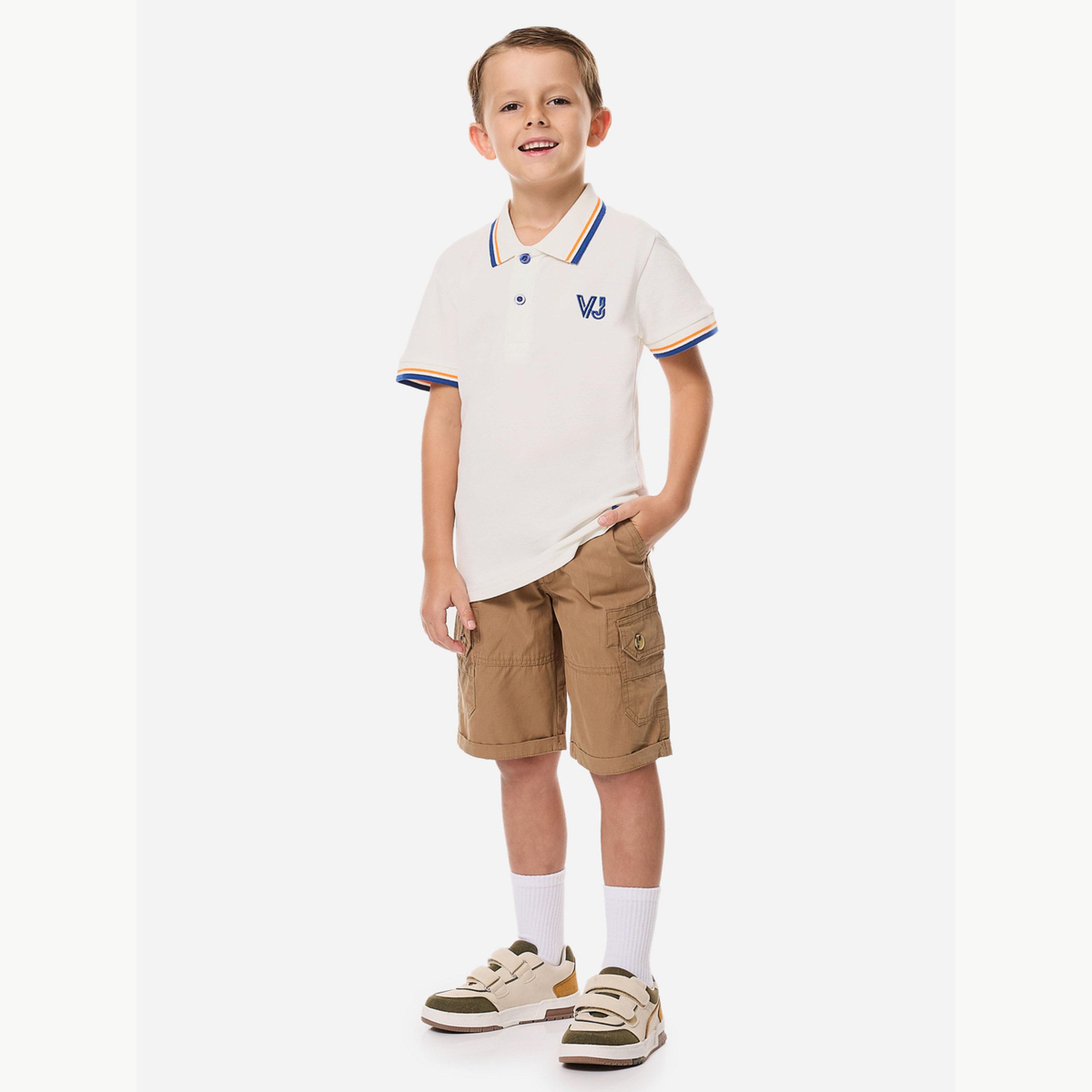 Victor and Jane X Styli Boys Brown Solid Cargo Shorts with Belt Loops-boys-clothing-bottoms-shorts-image-2