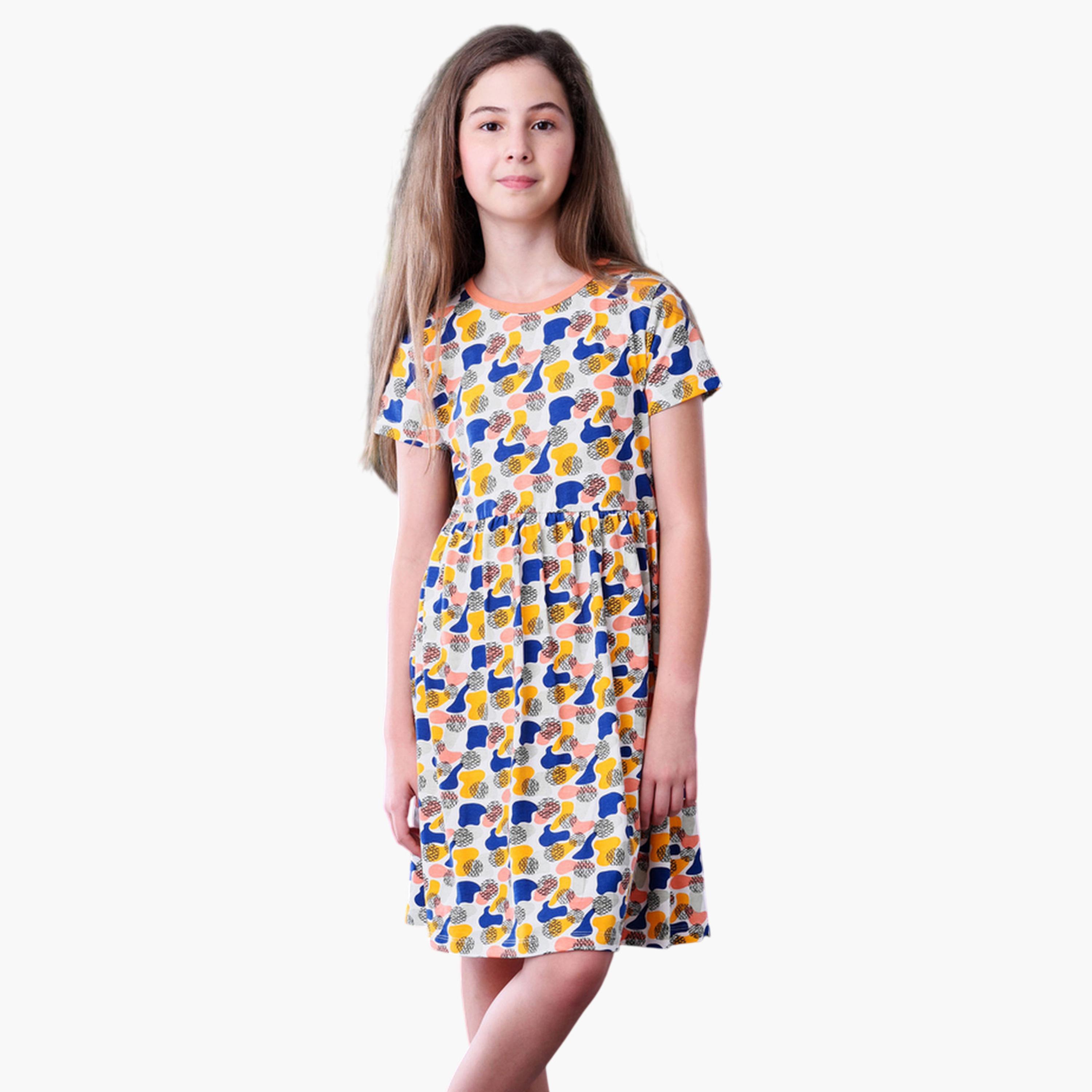 مجموعة من 2 ح فستان مُطبع بالكامل بأكمام قصيرة-girls-clothing-dressesandjumpsuits-image-2