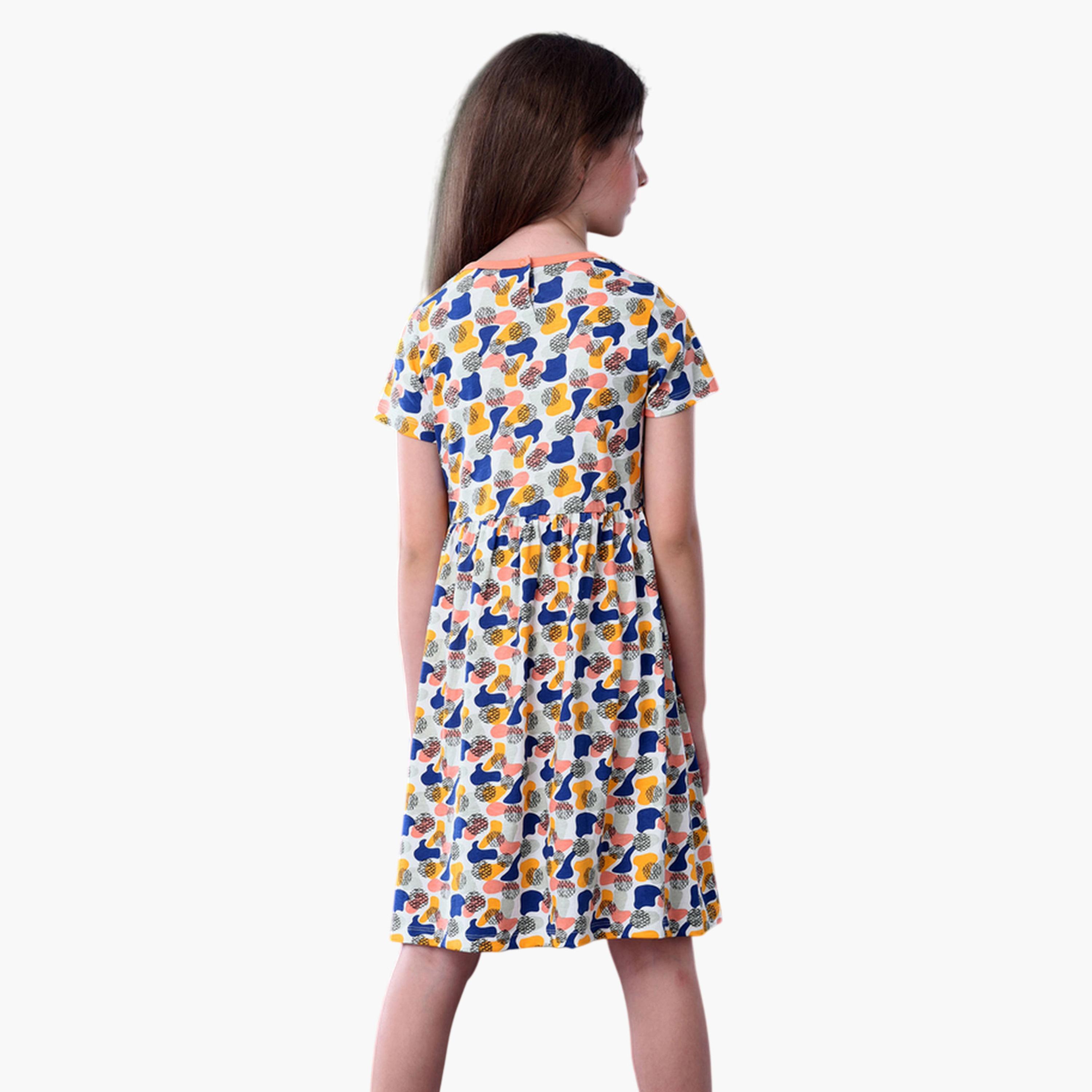 Victor and Jane X Styli Pack of 2 - All-Over Printed Short Sleeve A-Line Dress-girls-clothing-dressesandjumpsuits-image-4