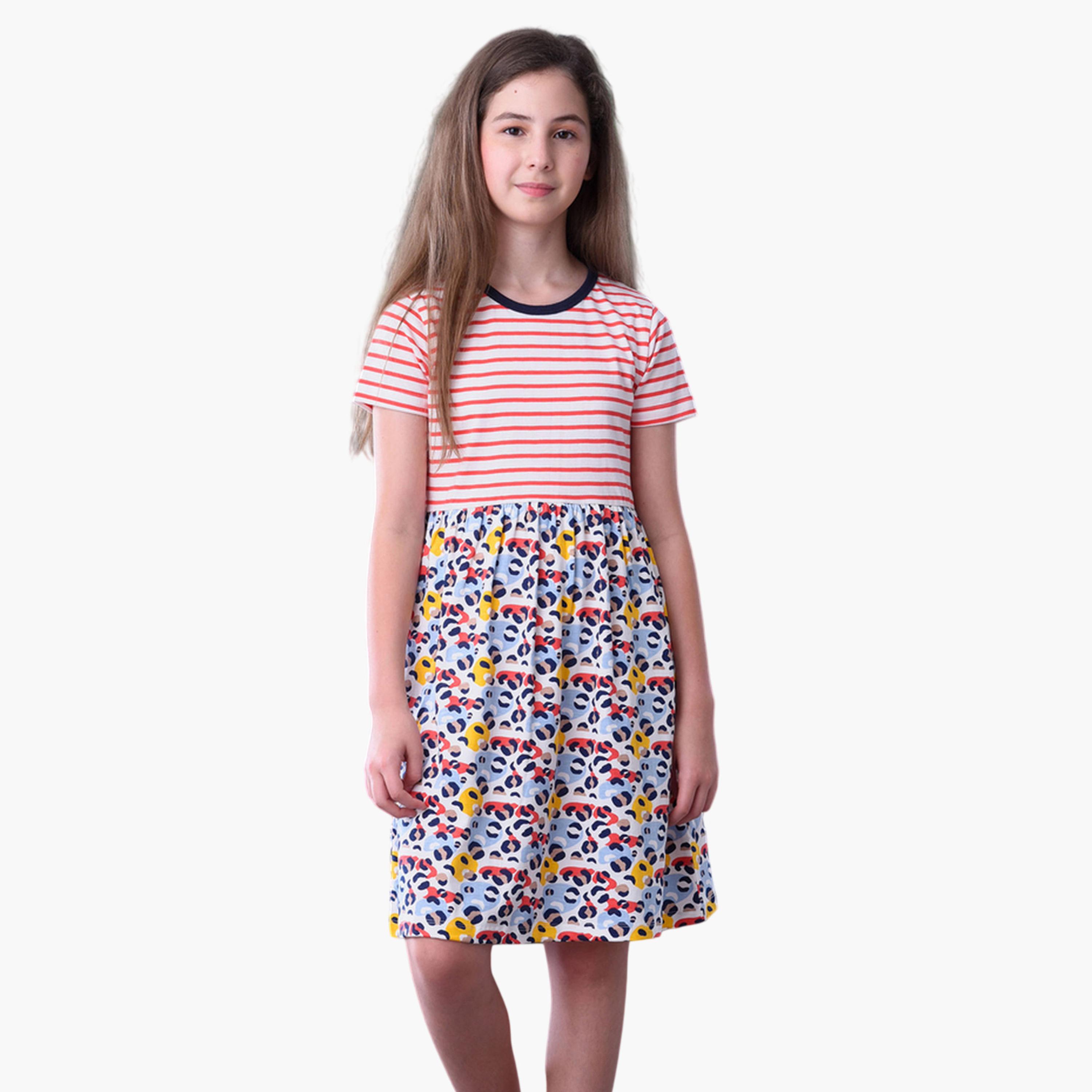 Victor and Jane X Styli Pack of 2 - All-Over Printed Short Sleeve A-Line Dress-girls-clothing-dressesandjumpsuits-image-5