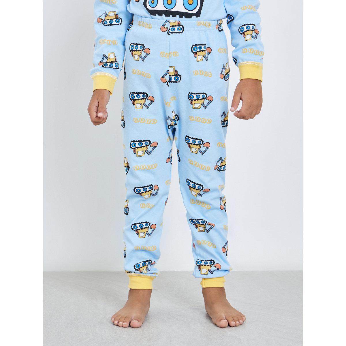 Styli Boys Blue Tractor Print Top and Pyjama Set-boys-clothing-nightwear-image-5