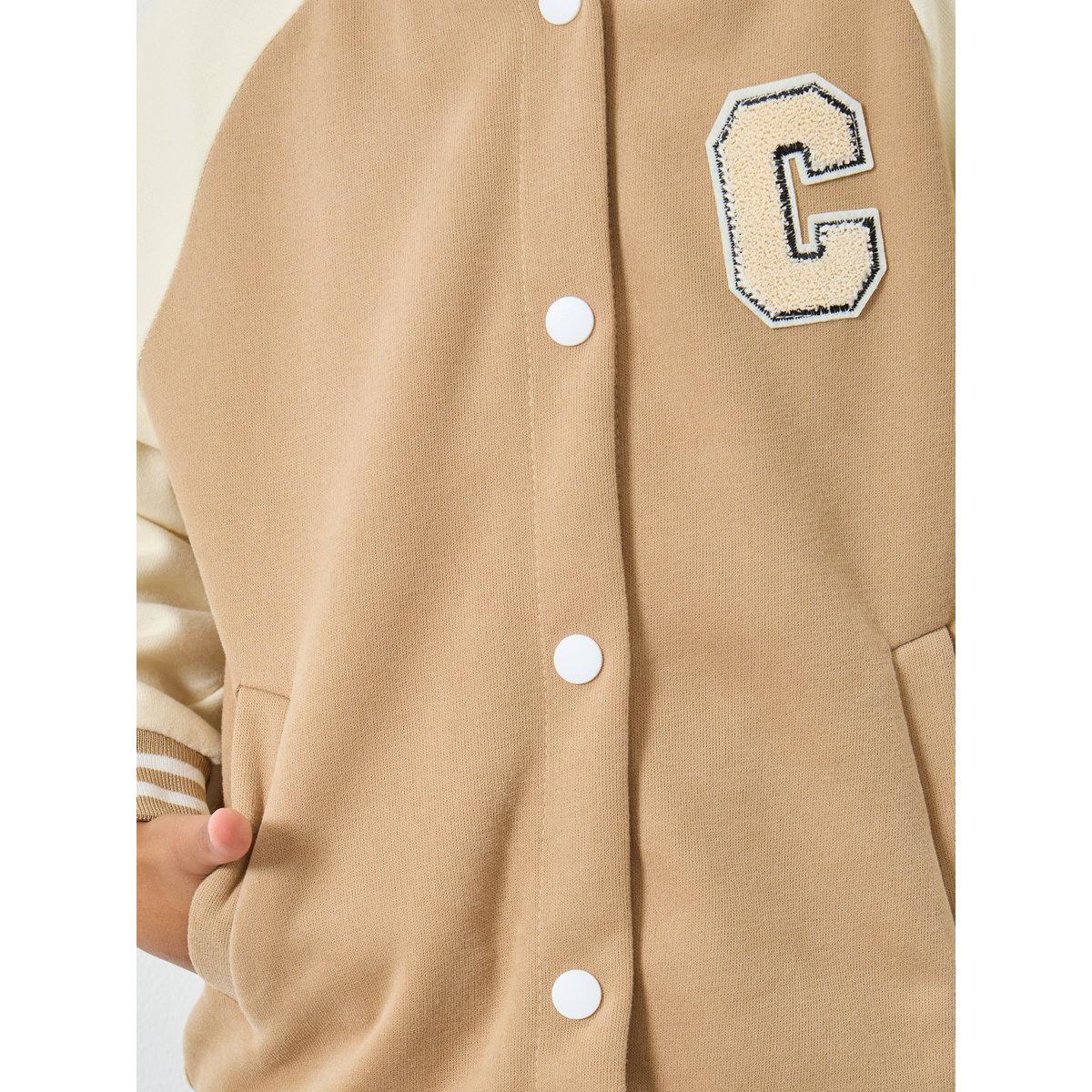 Styli Boys Beige Color Block Bomber Jacket-boys-clothing-jacketsandcoats-image-4