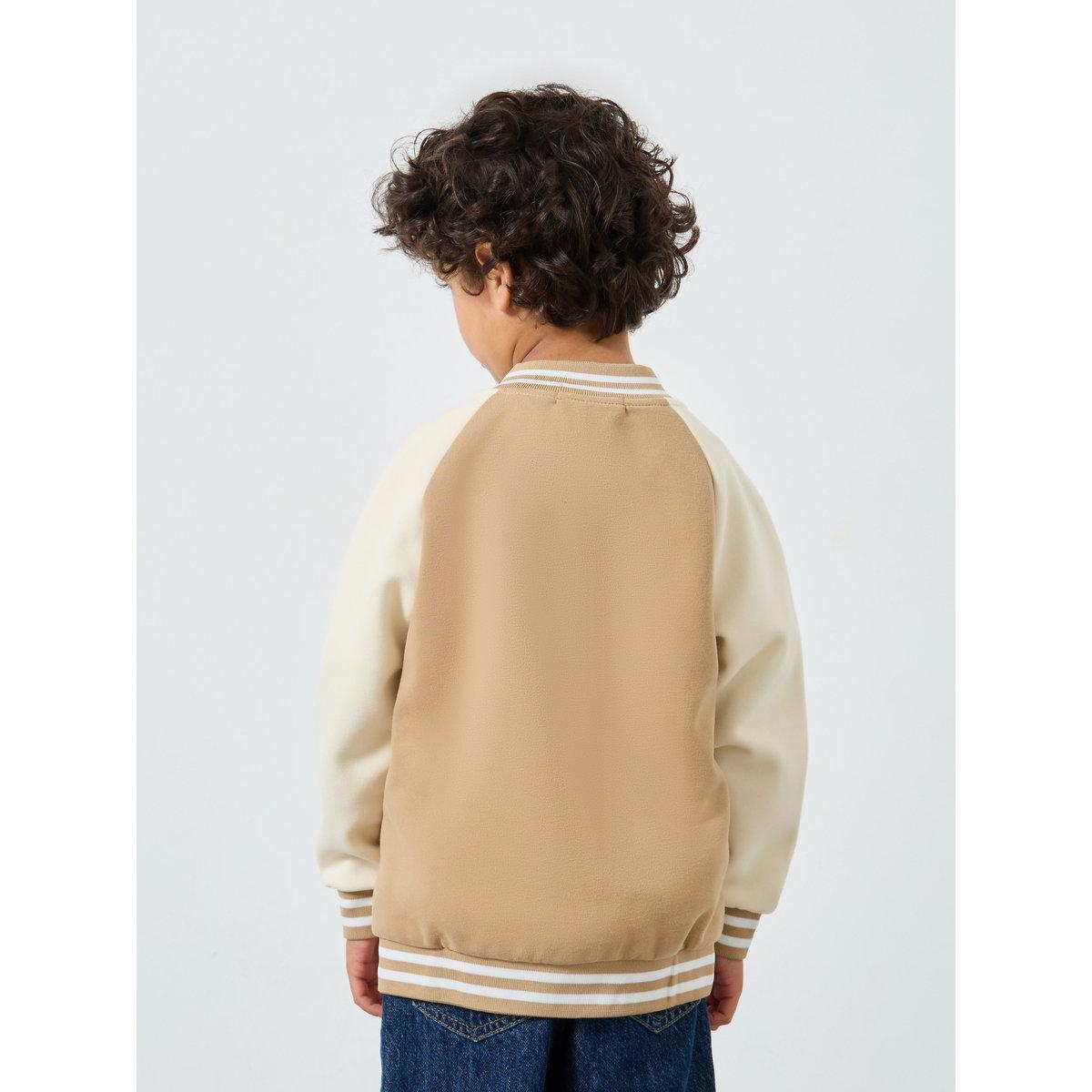 Styli Boys Beige Color Block Bomber Jacket-boys-clothing-jacketsandcoats-image-5