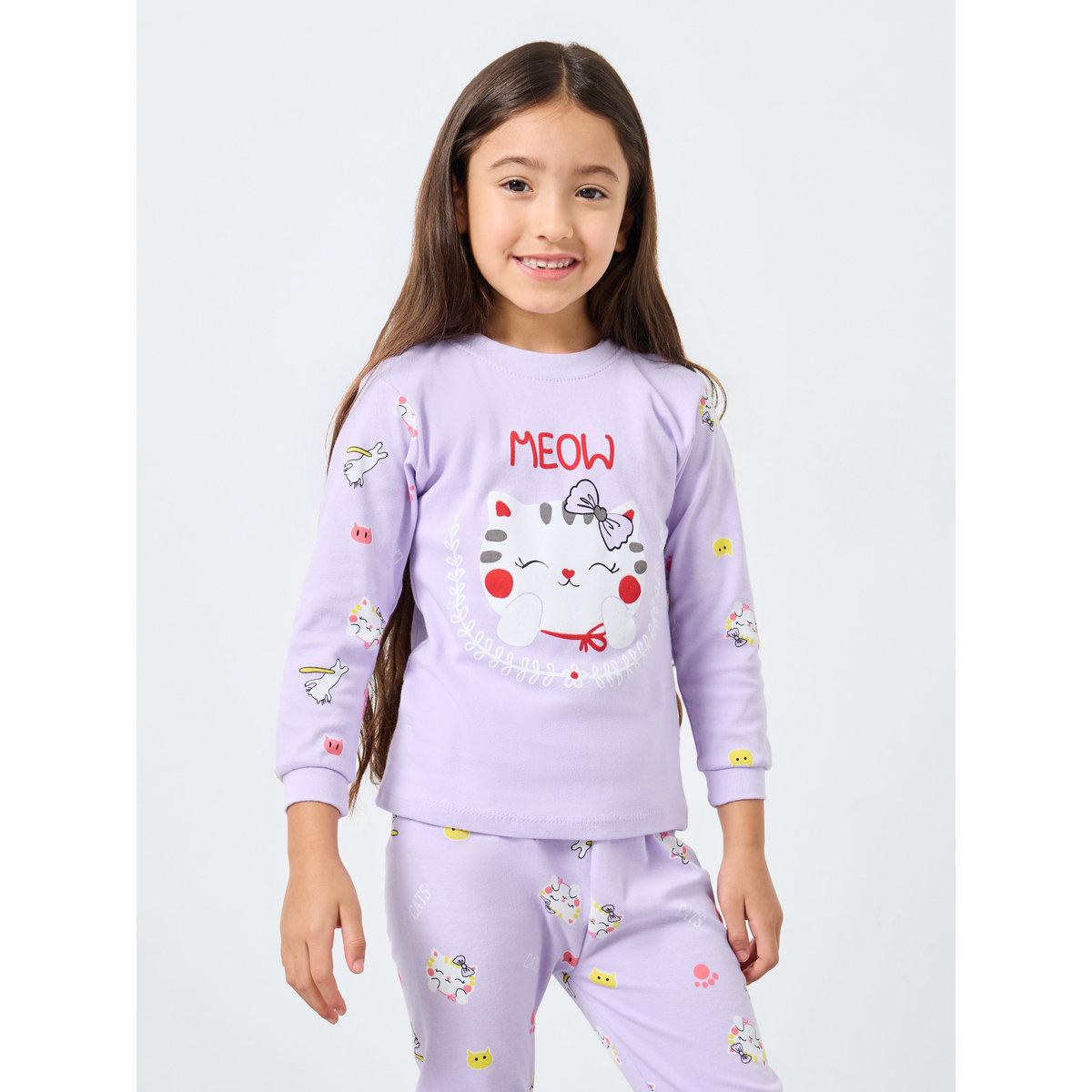 طقم من بنطال بيجاما وبلوزة بطبعة جرافيك-girls-clothing-nightwear-image-2