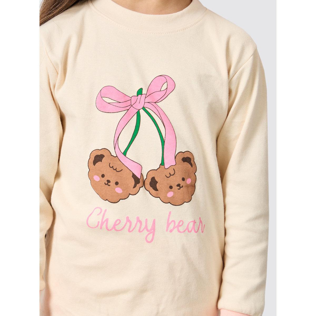Styli Girls Bear Graphic T-Shirt and Pyjama Set-girls-clothing-nightwear-image-3