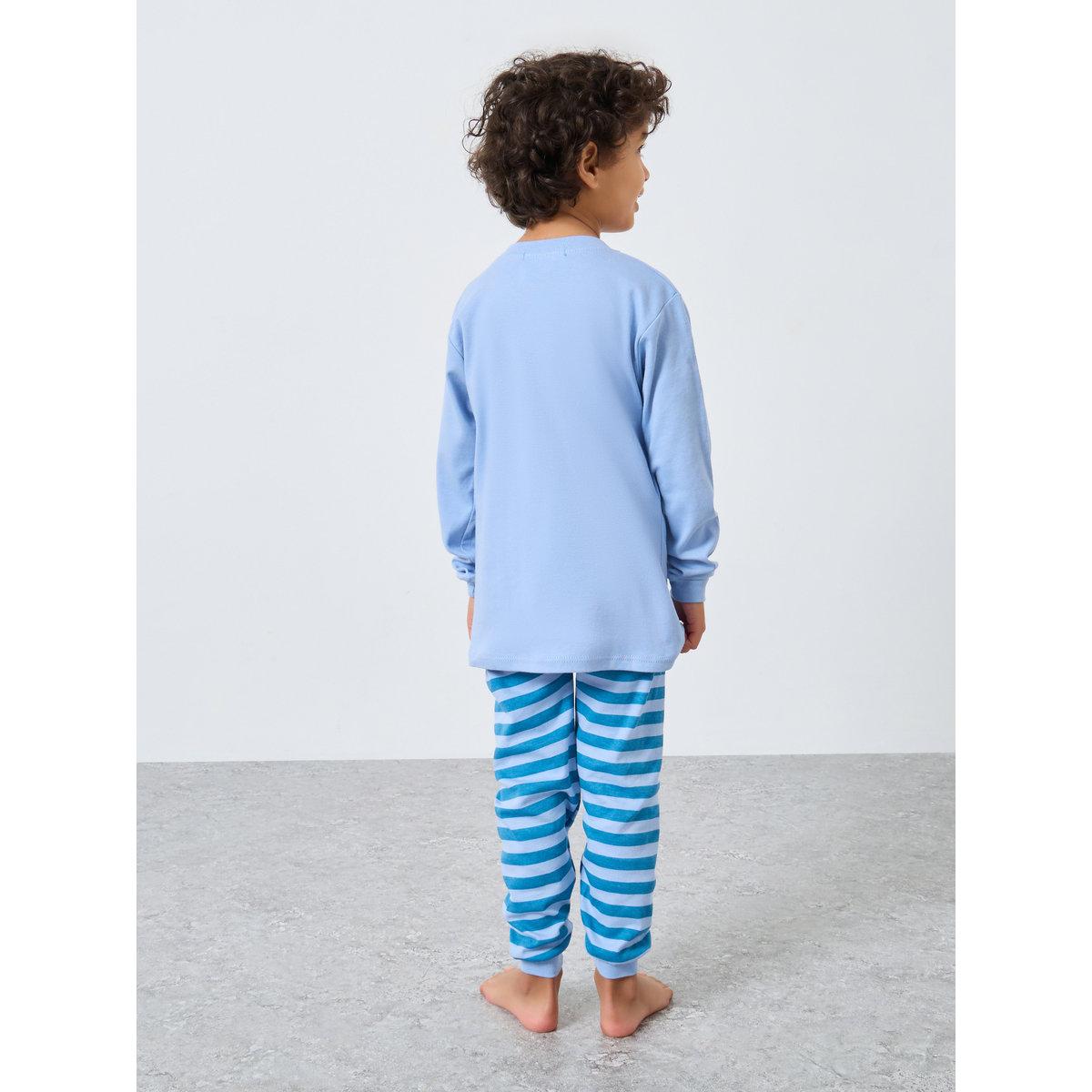 Styli Boy Blue Dinosaur Graphic T-Shirt and Pyjama Set-boys-clothing-nightwear-image-4