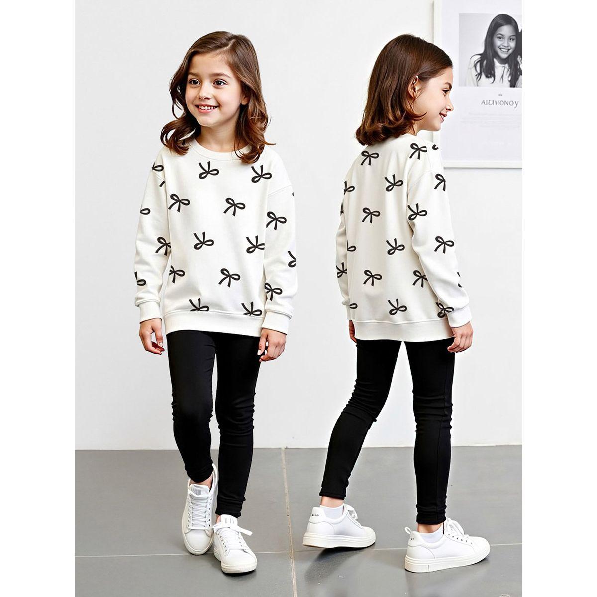 تيك تو - طقم سويت شيرت للبنات بطبعة رسومات مع بنطال واسع-girls-clothing-setsandcoords-image-5