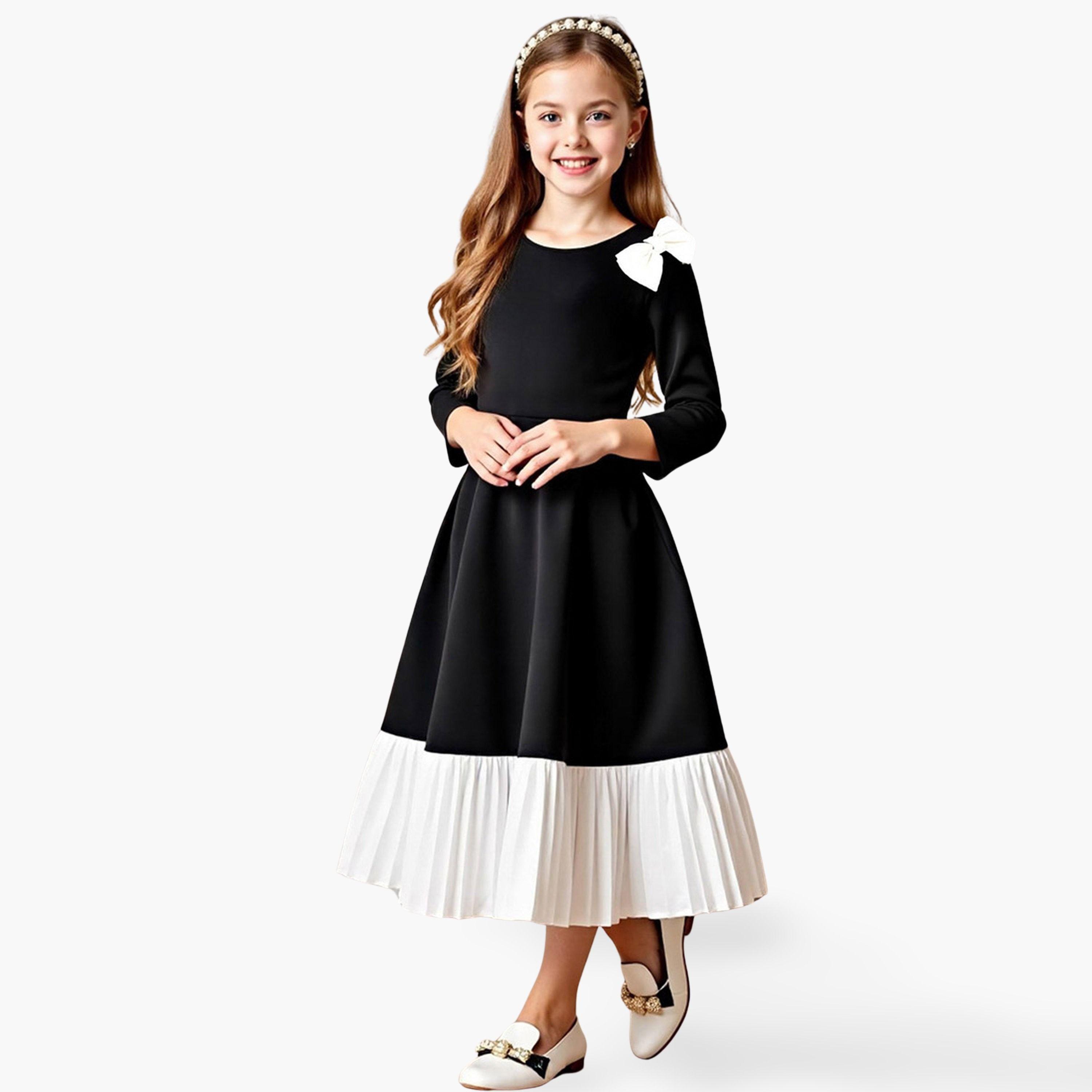 تيك تو - فستان بناتي مزين بفيونكة وكشكش متعدد الألوان-girls-clothing-dressesandjumpsuits-image-1