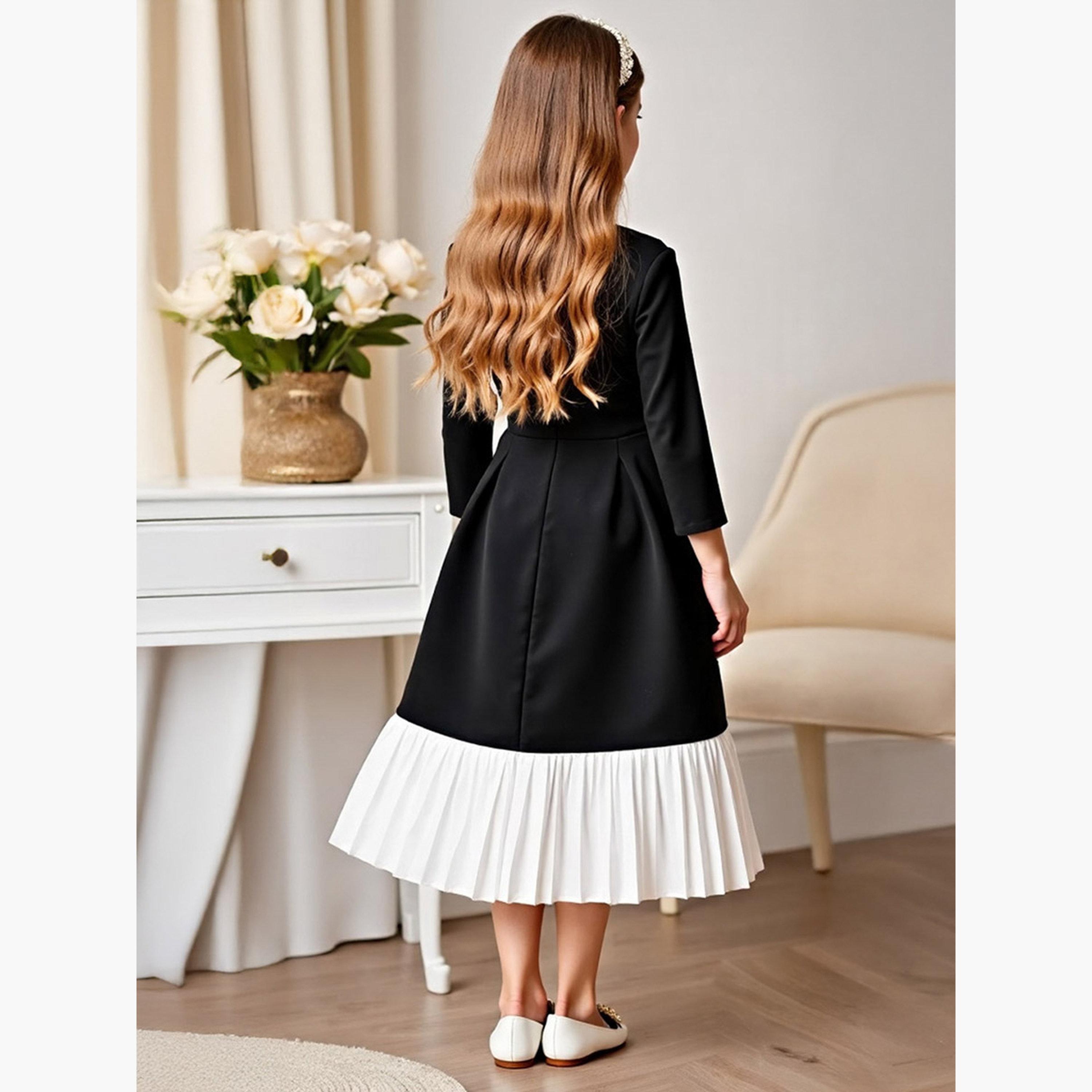 تيك تو - فستان بناتي مزين بفيونكة وكشكش متعدد الألوان-girls-clothing-dressesandjumpsuits-image-2