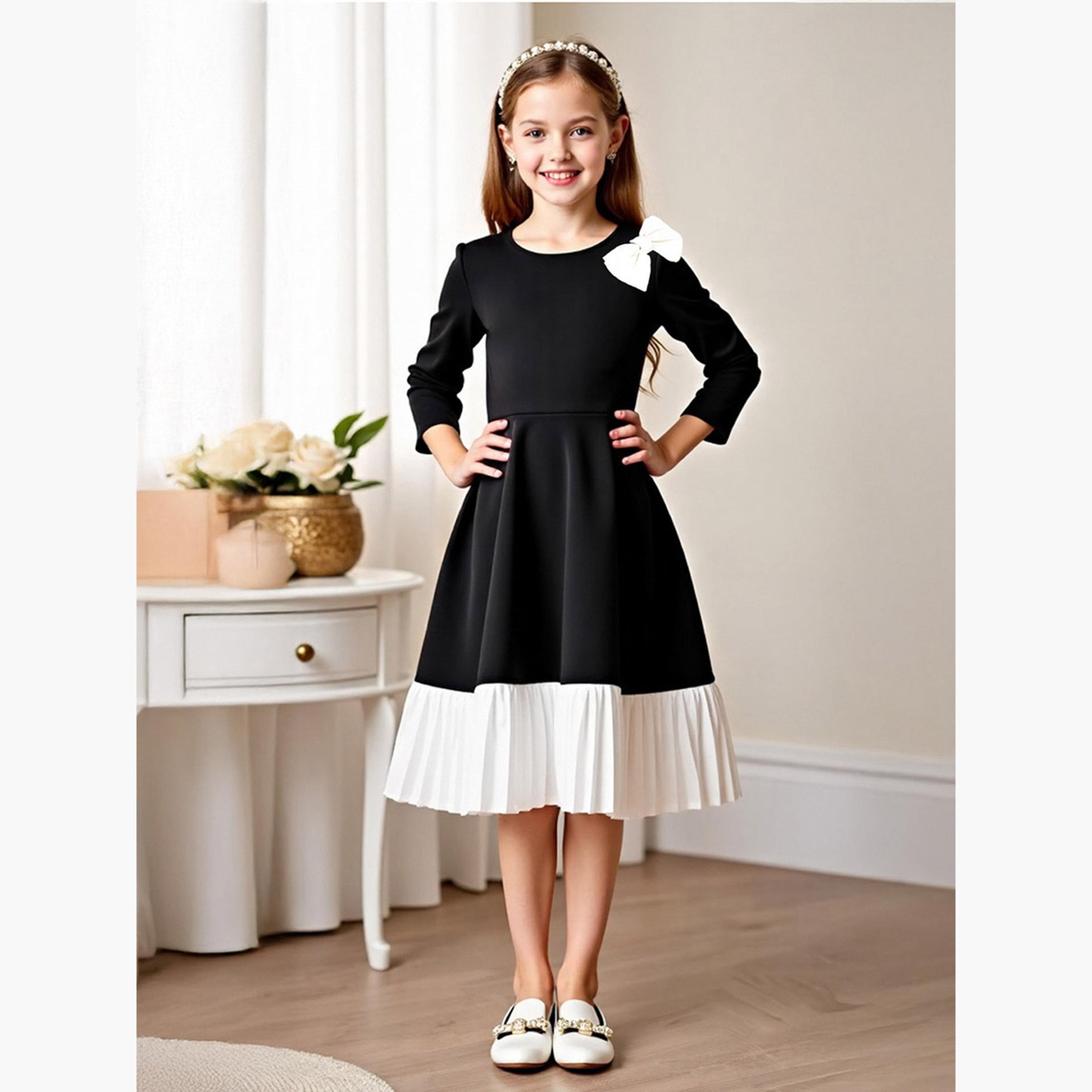 تيك تو - فستان بناتي مزين بفيونكة وكشكش متعدد الألوان-girls-clothing-dressesandjumpsuits-image-4