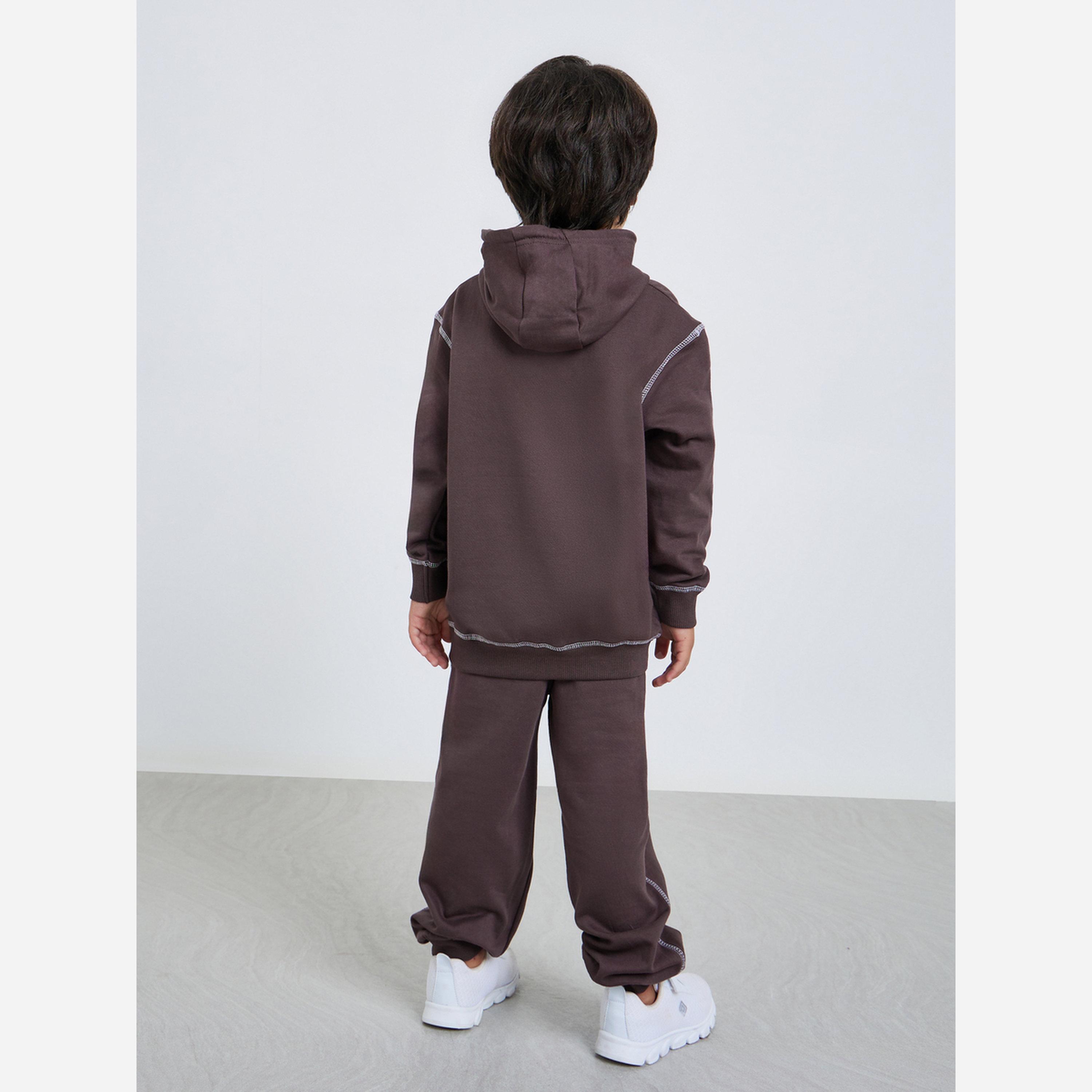 ستايلي - طقم هودي وبنطال رياضي بني للأولاد-boys-clothing-setsandcoords-image-5