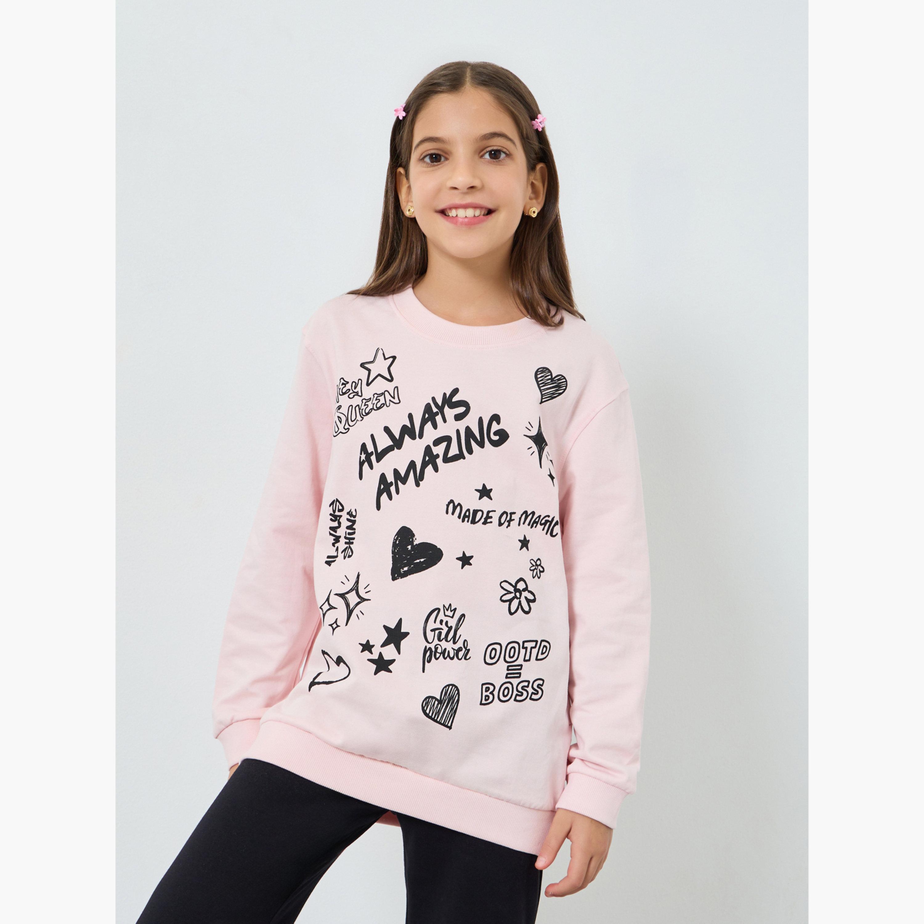 Styli Teen Girls Graffiti Sweatshirt and Flared Leggings-girls-clothing-setsandcoords-image-2