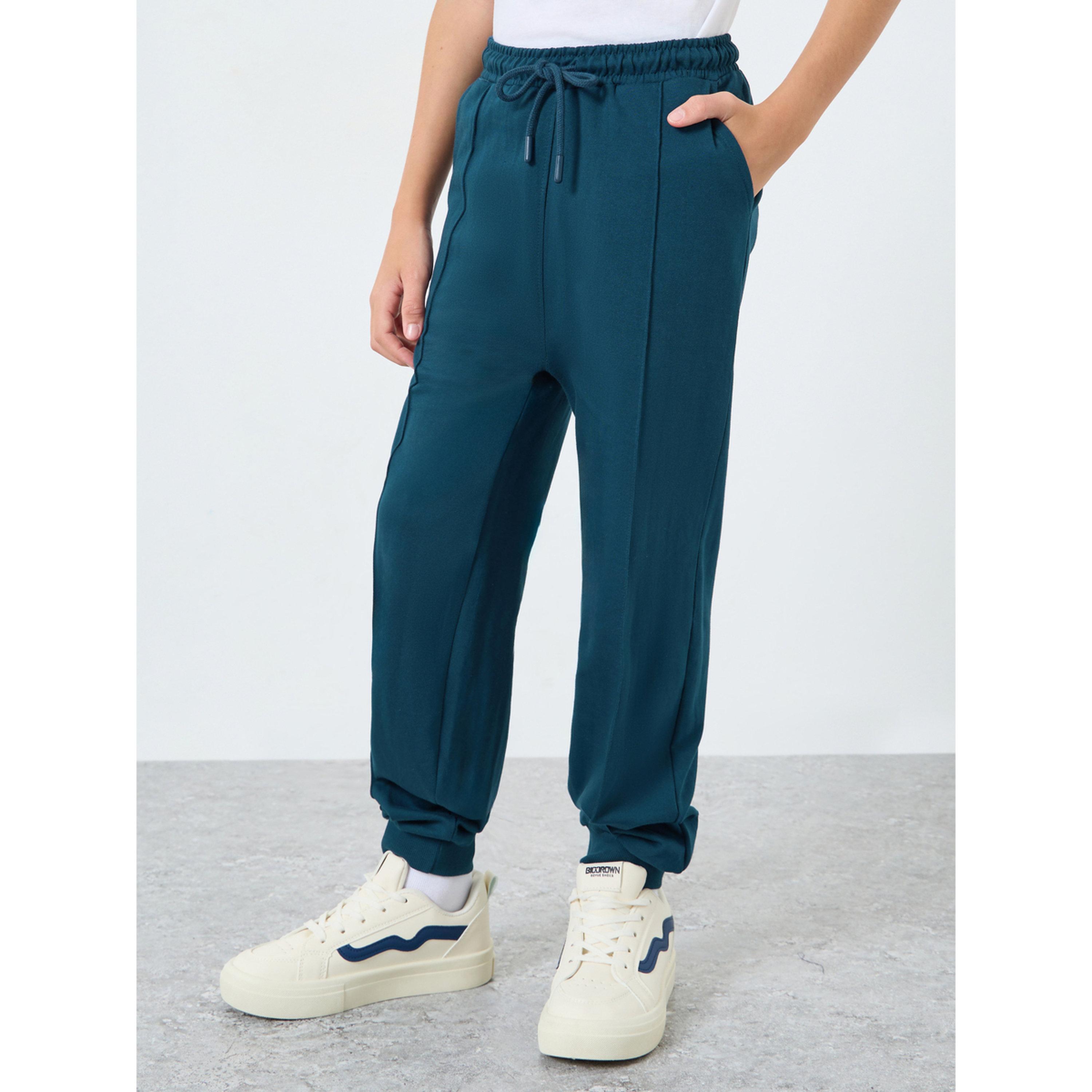 Styli Kids Blue Cotton Joggers with Drawstring Waist-boys-clothing-bottoms-joggersandtrackpants-image-1