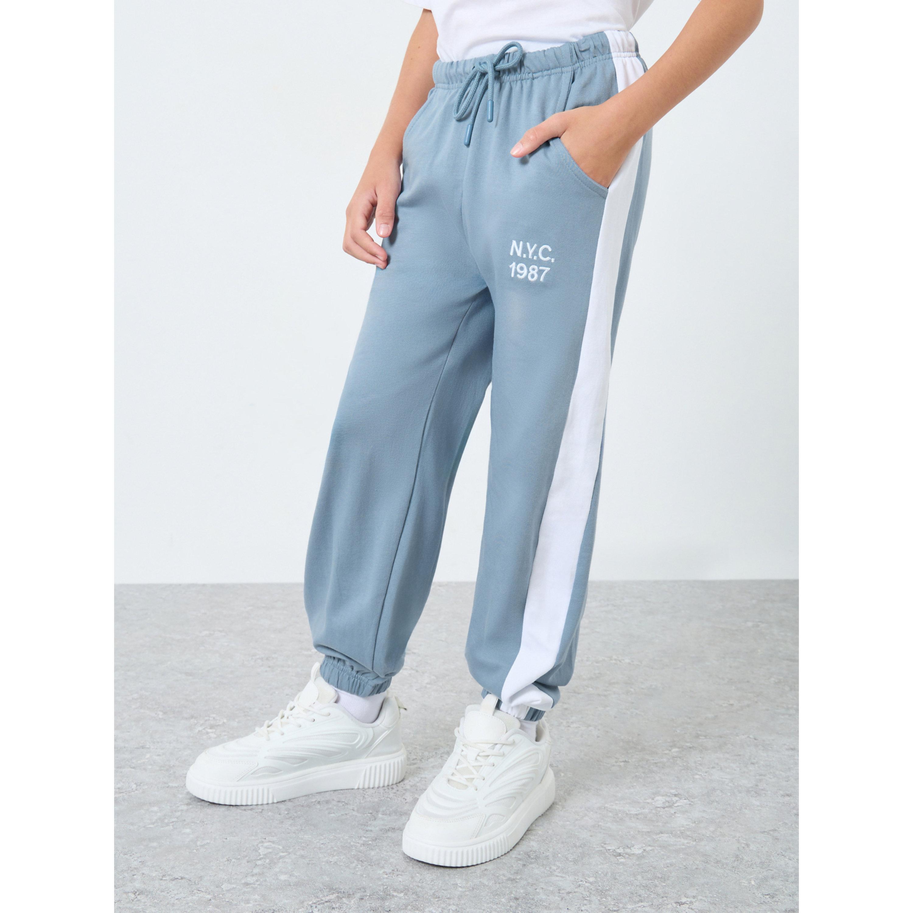 Styli Boys Light Blue Joggers with Side Stripe-boys-clothing-bottoms-joggersandtrackpants-image-1