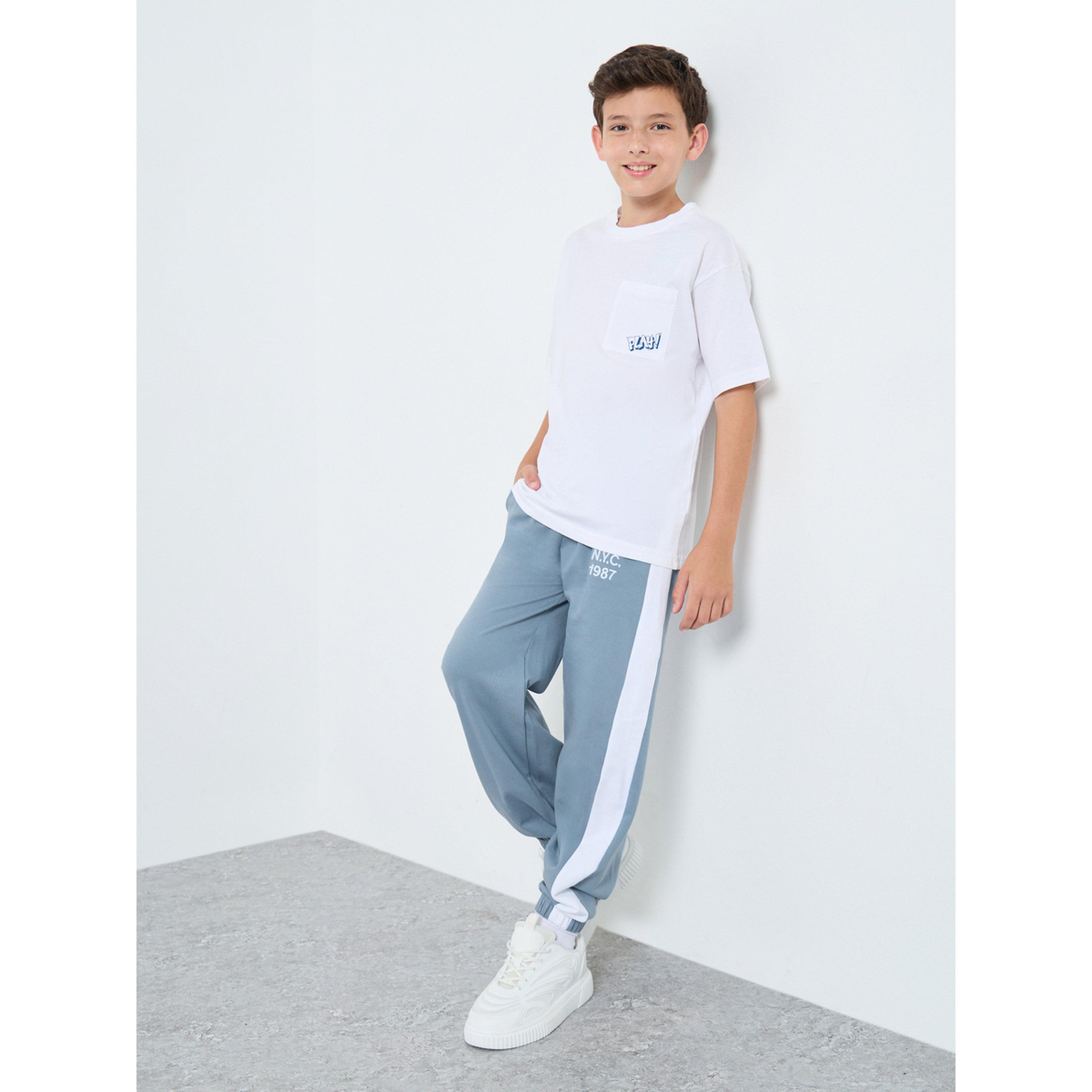 Styli Boys Light Blue Joggers with Side Stripe-boys-clothing-bottoms-joggersandtrackpants-image-2