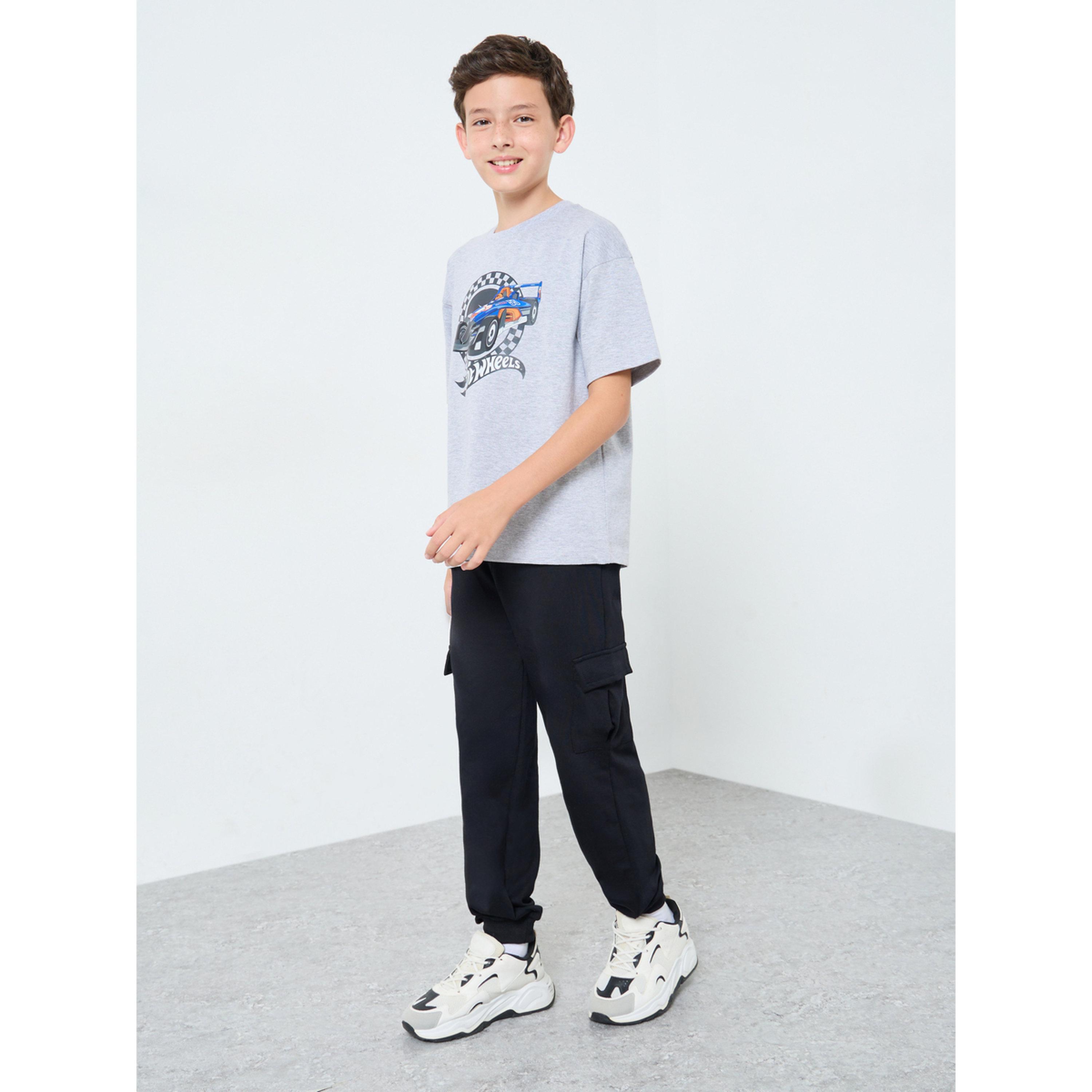 Styli Kids Black Cotton Cargo Joggers-boys-clothing-bottoms-joggersandtrackpants-image-2