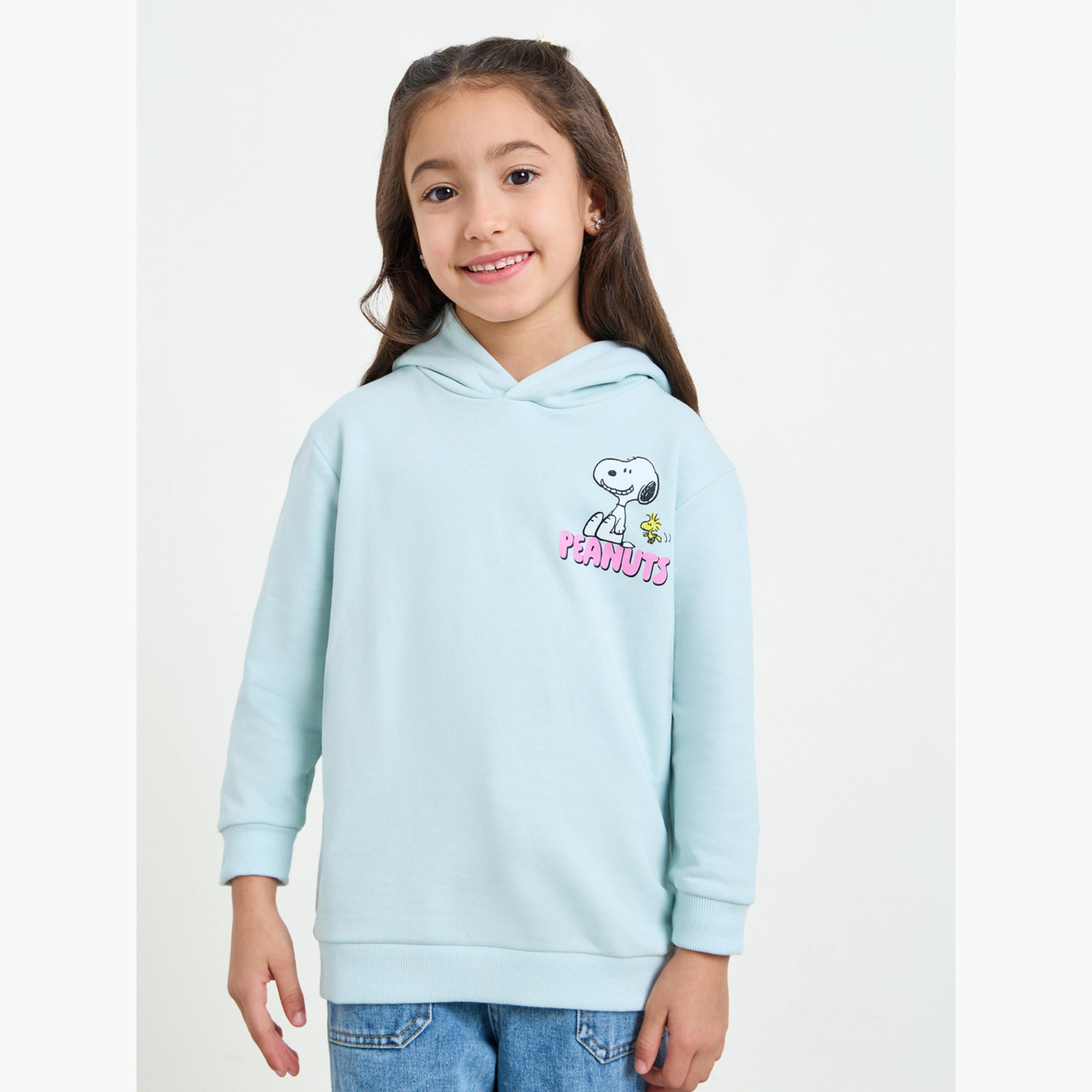 Styli Girls Blue Peanuts Graphic Hoodie-girls-clothing-sweatshirts-image-1