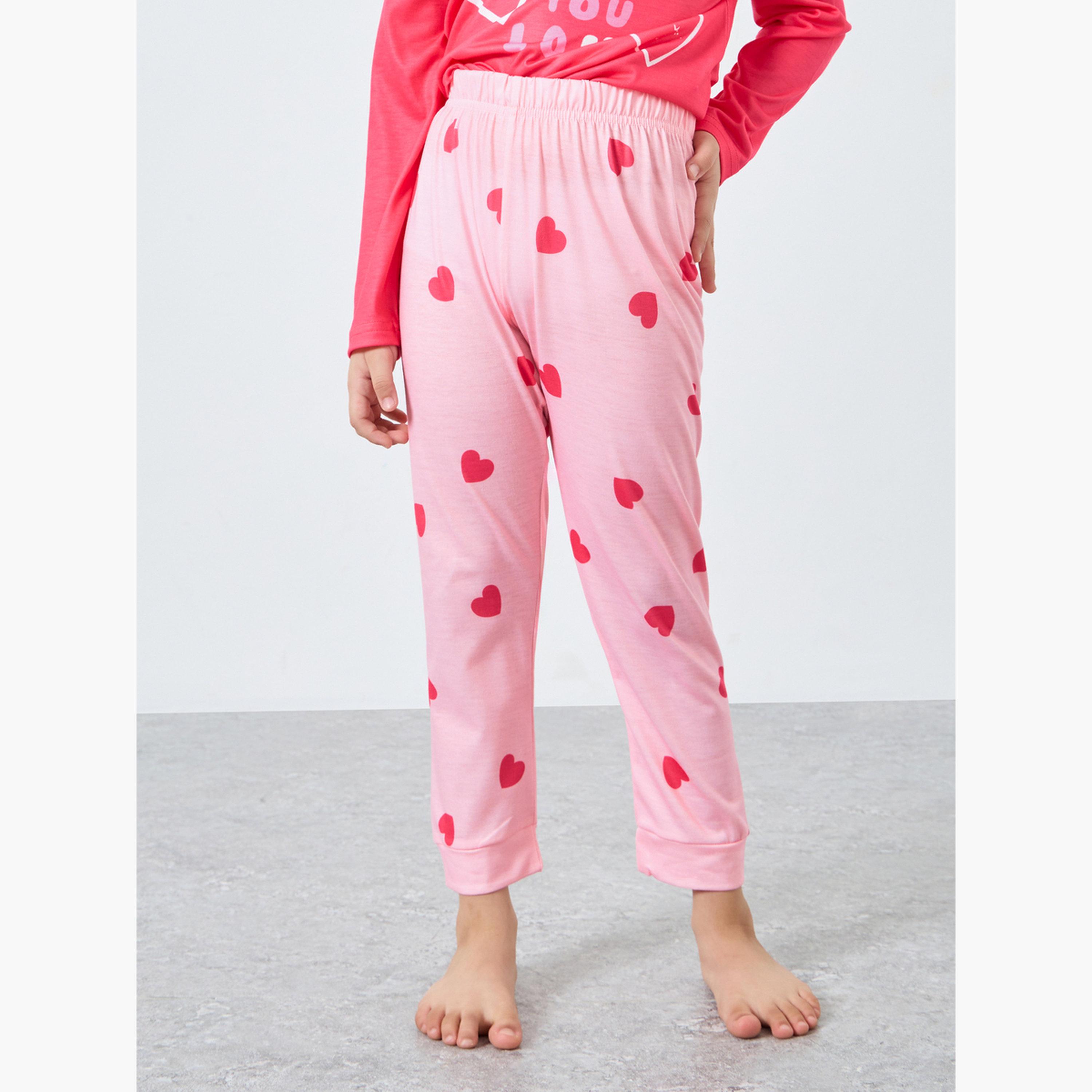 Styli Pink Printed Long Sleeve T-Shirt and Pyjama Set-girls-clothing-nightwear-image-5