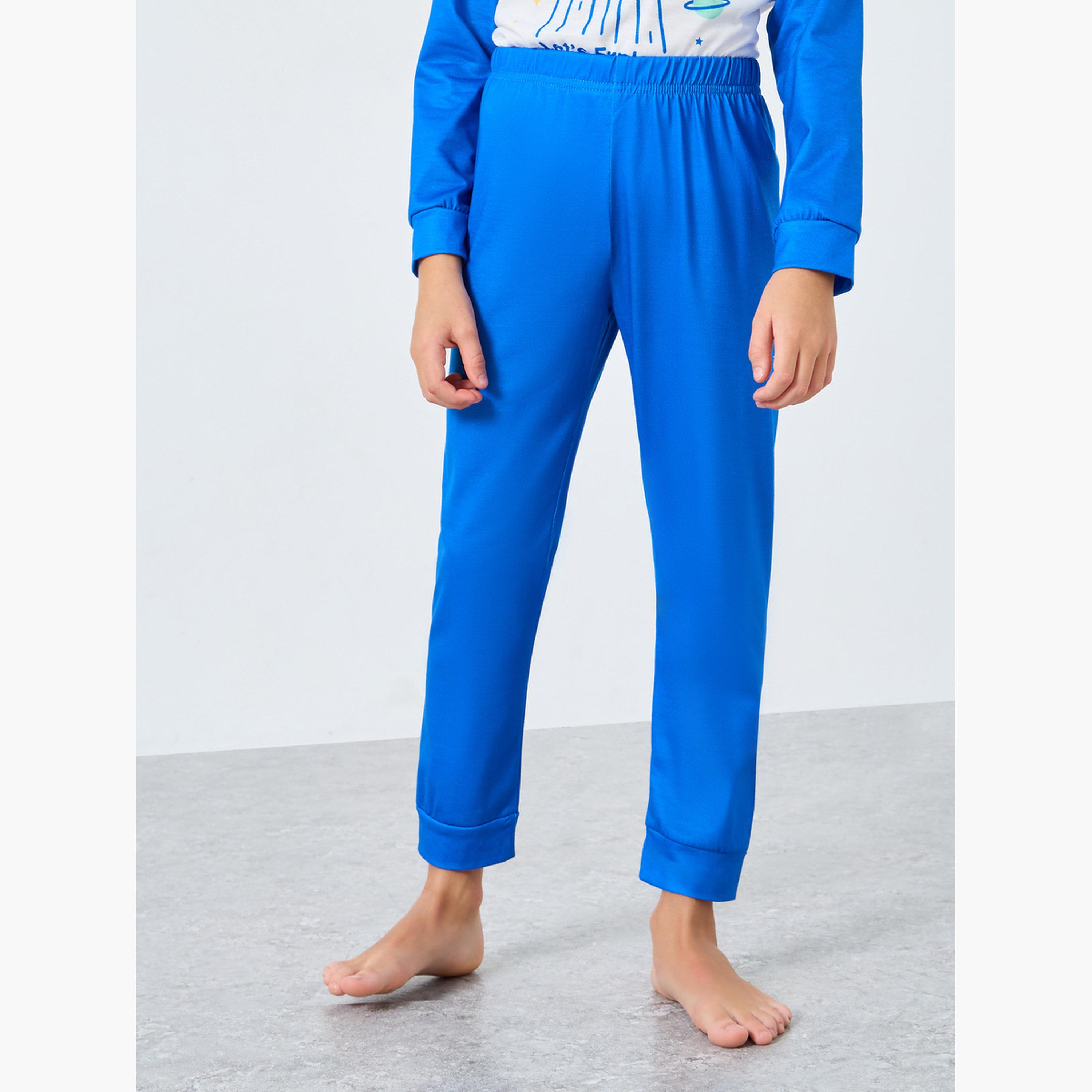 Styli Blue Graphic Print Long Sleeve T-Shirt and Pyjama Set-boys-clothing-nightwear-image-4