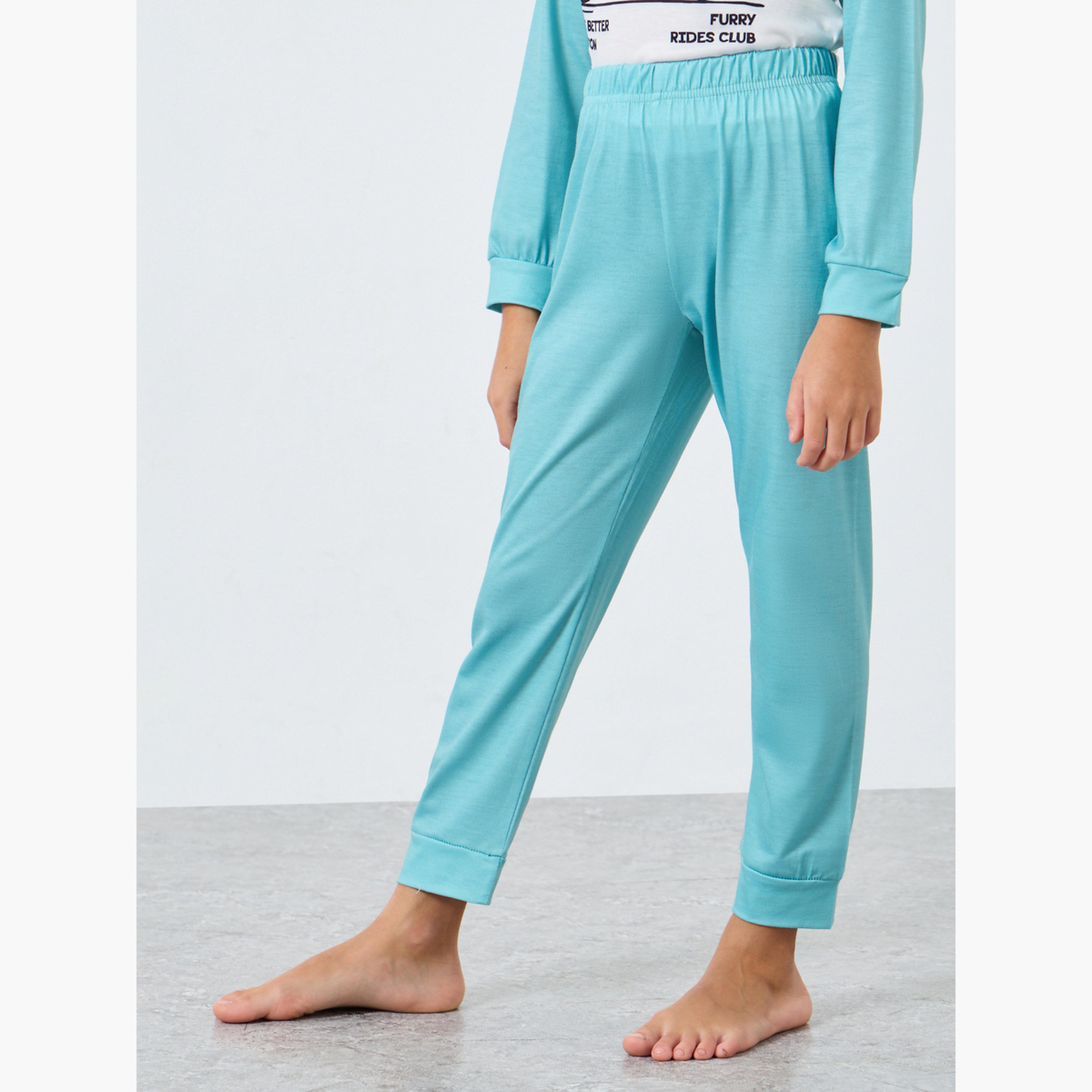 ستايلي - بيجاما تي شيرت بأكمام طويلة بطبعة جرافيكية لون أخضر-boys-clothing-nightwear-image-5