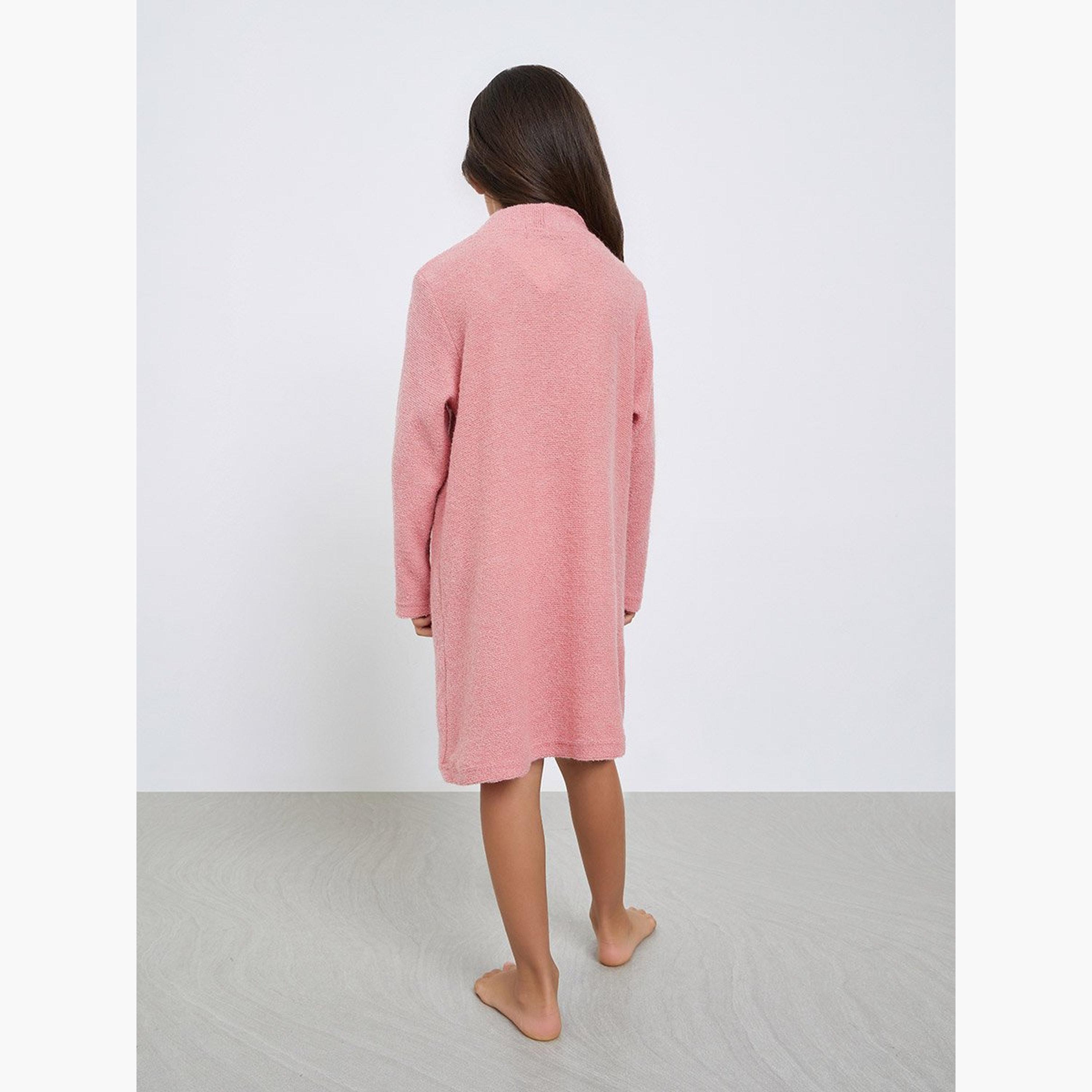 Styli Girls Pink Bunny Ear Applique Robe-girls-clothing-nightwear-image-4
