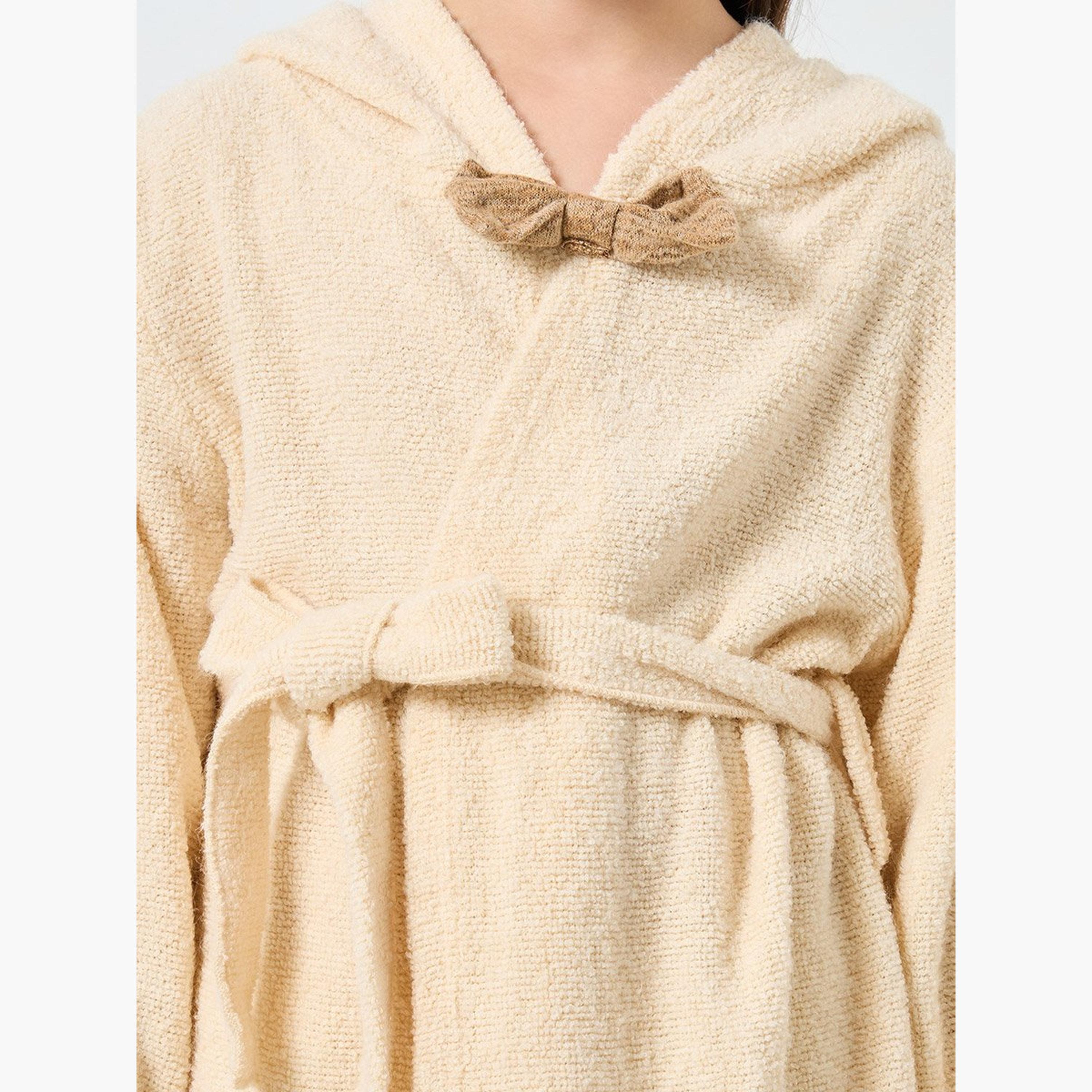 ستايلي - رداء حمام سادة بغطاء للرأس لون بيج-girls-clothing-swimwear-image-3