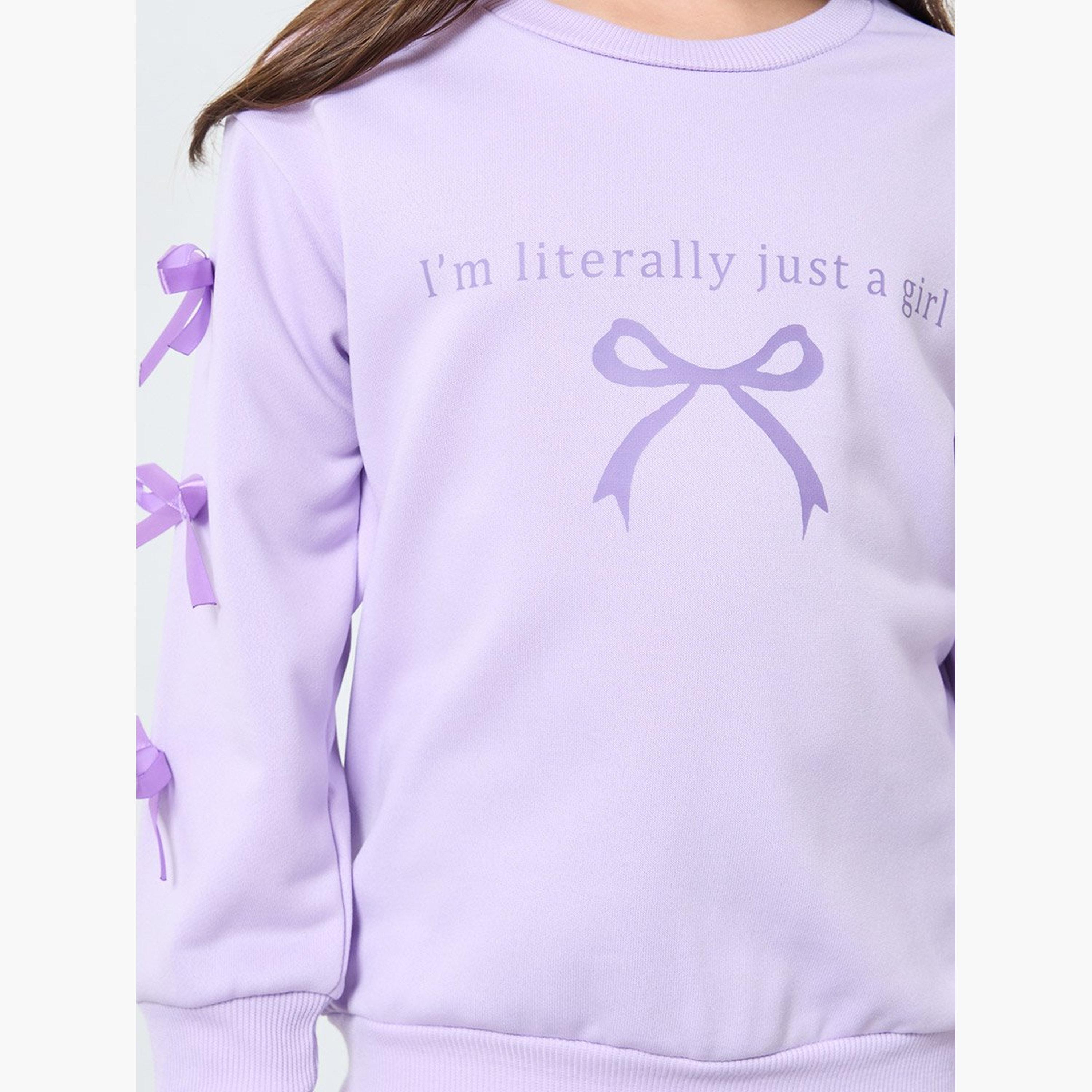 Styli Girls Bow Detail Sweat Top and Leggings Set-girls-clothing-setsandcoords-image-3