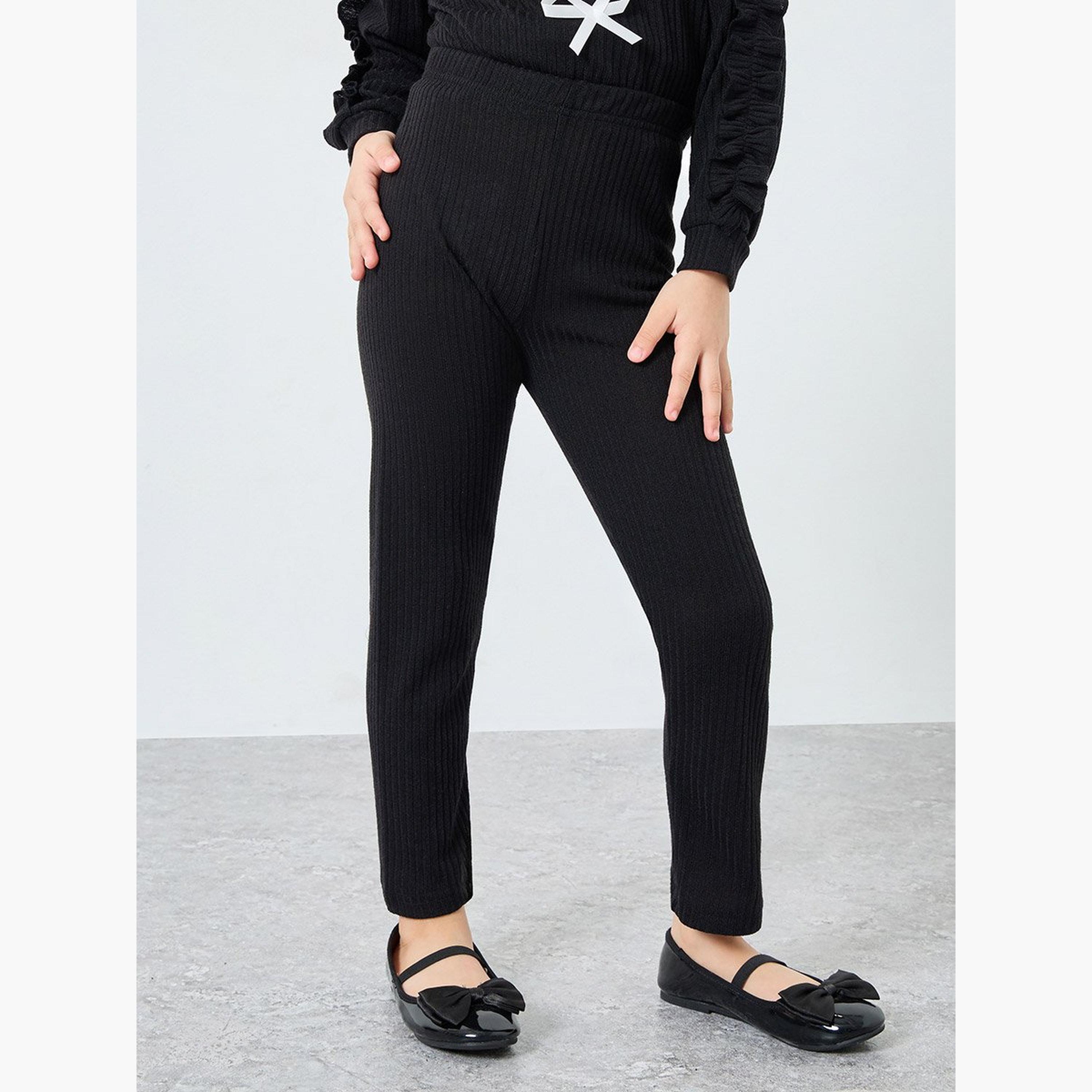 Styli Girl Black Bow Detail Sweater and Joggers Set-girls-clothing-setsandcoords-image-5