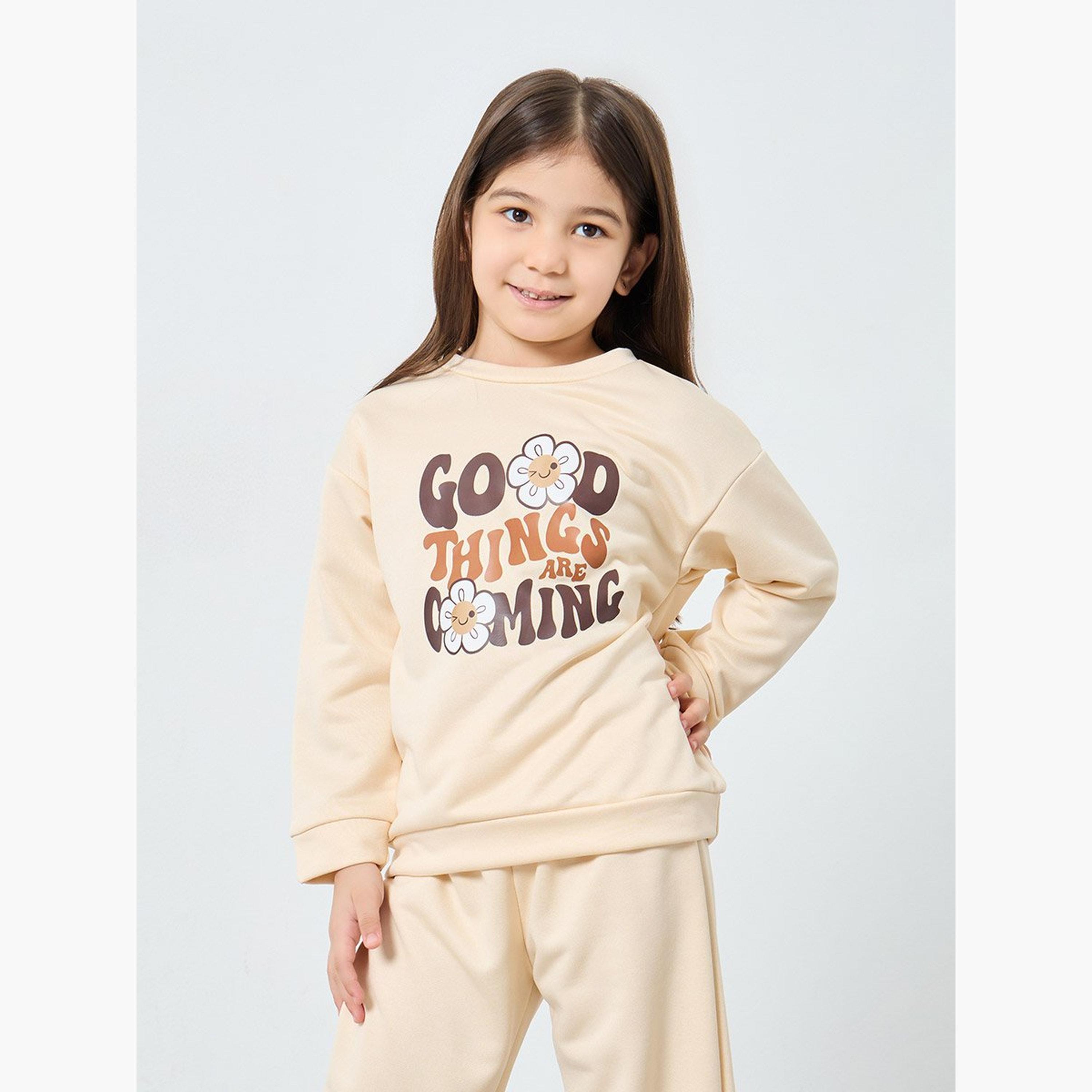 Styli Girl Graphic Print Sweat Top and Wide Leg Jogger Set-girls-clothing-setsandcoords-image-2