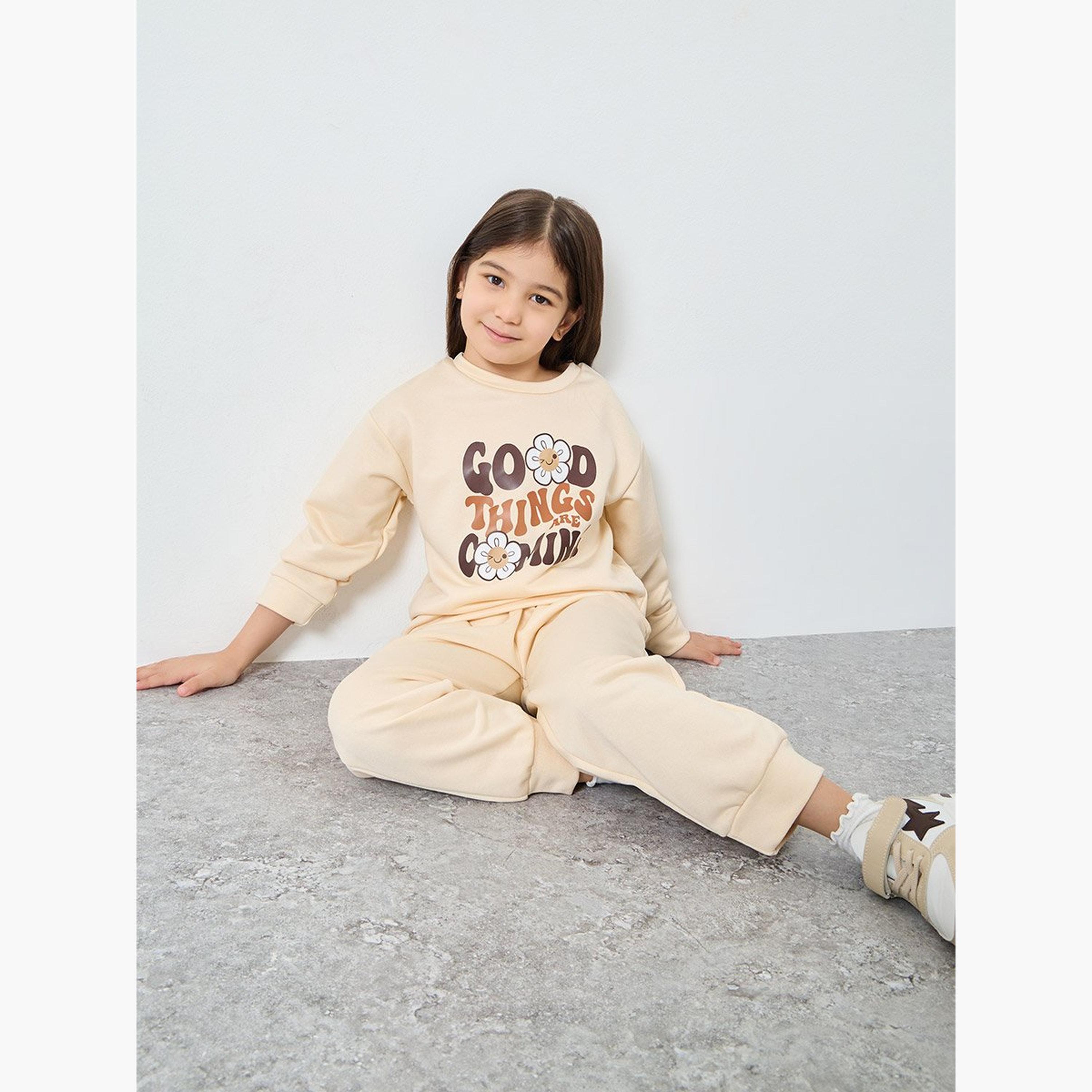 Styli Girl Graphic Print Sweat Top and Wide Leg Jogger Set-girls-clothing-setsandcoords-image-3