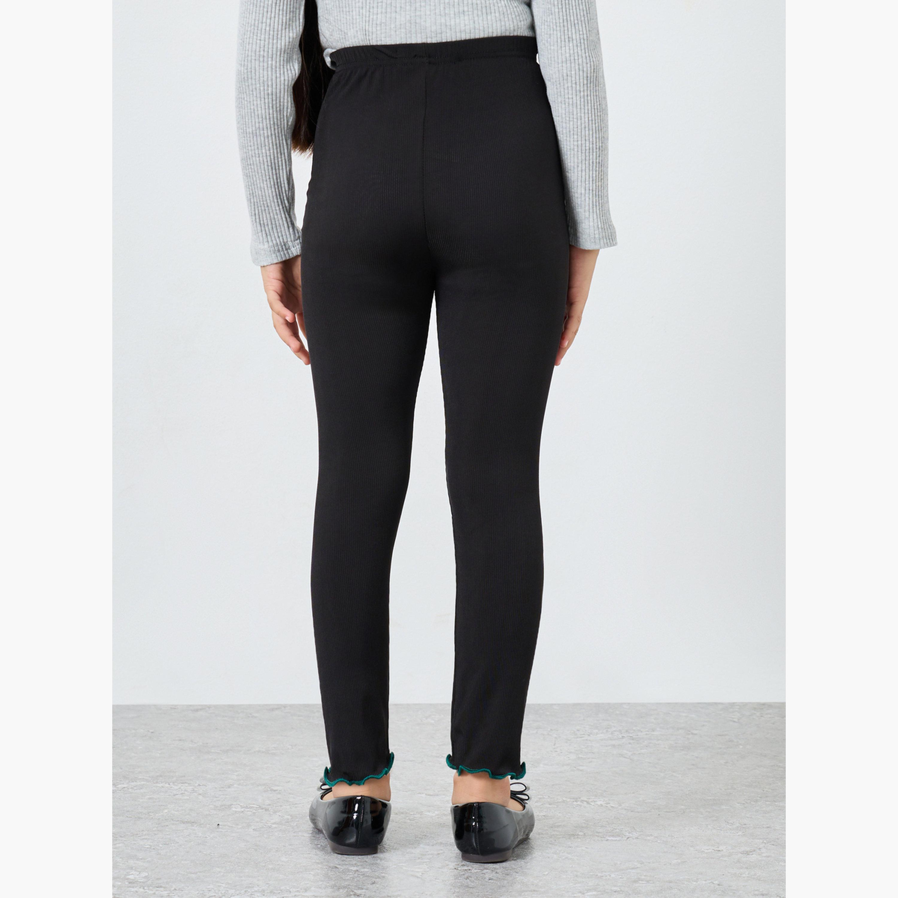 ستايلي - بنطال ليجنز مطرز بدب أسود للبنات-girls-clothing-bottoms-leggings-image-4