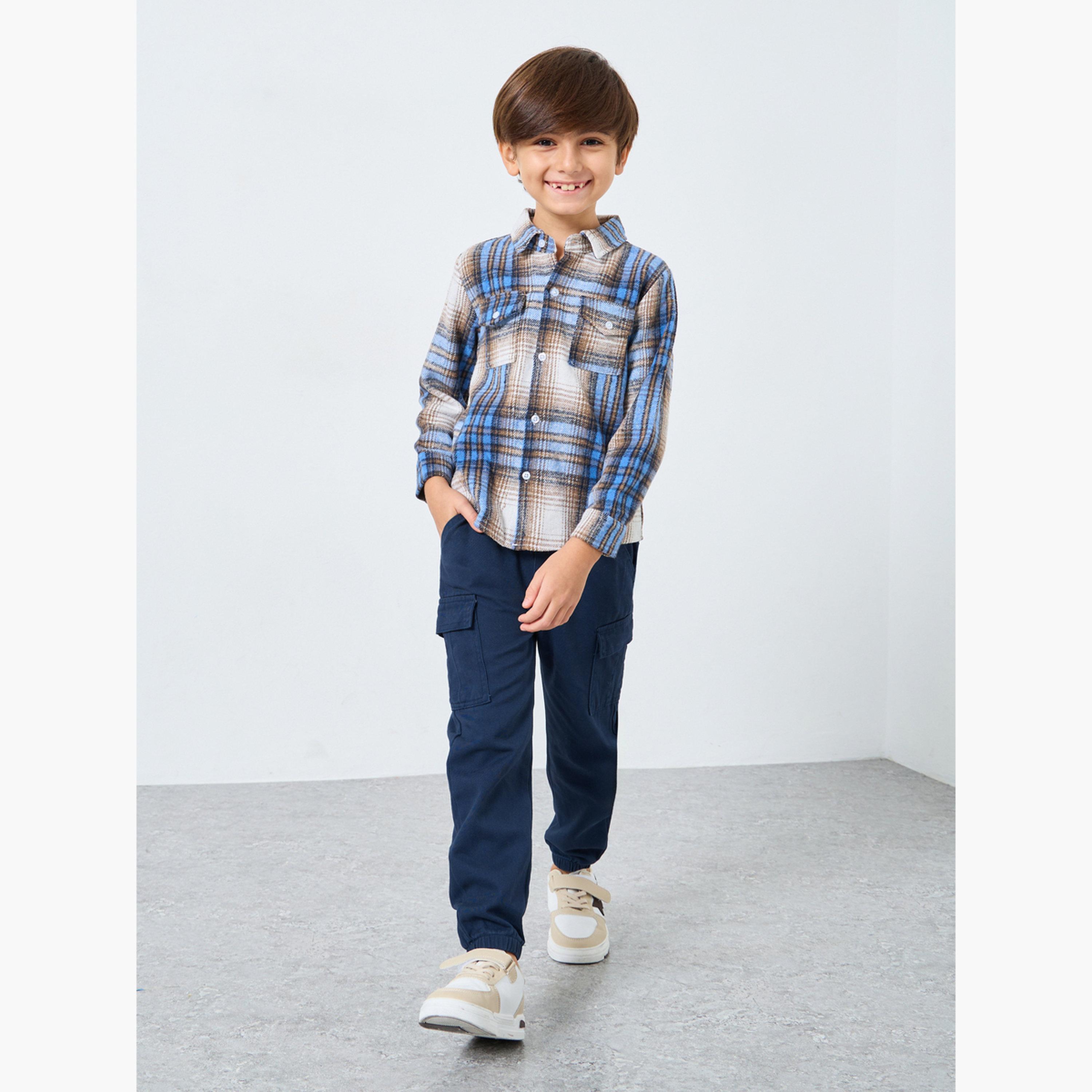 Styli Boys Navy Solid Cargo Joggers-boys-clothing-bottoms-joggersandtrackpants-image-2