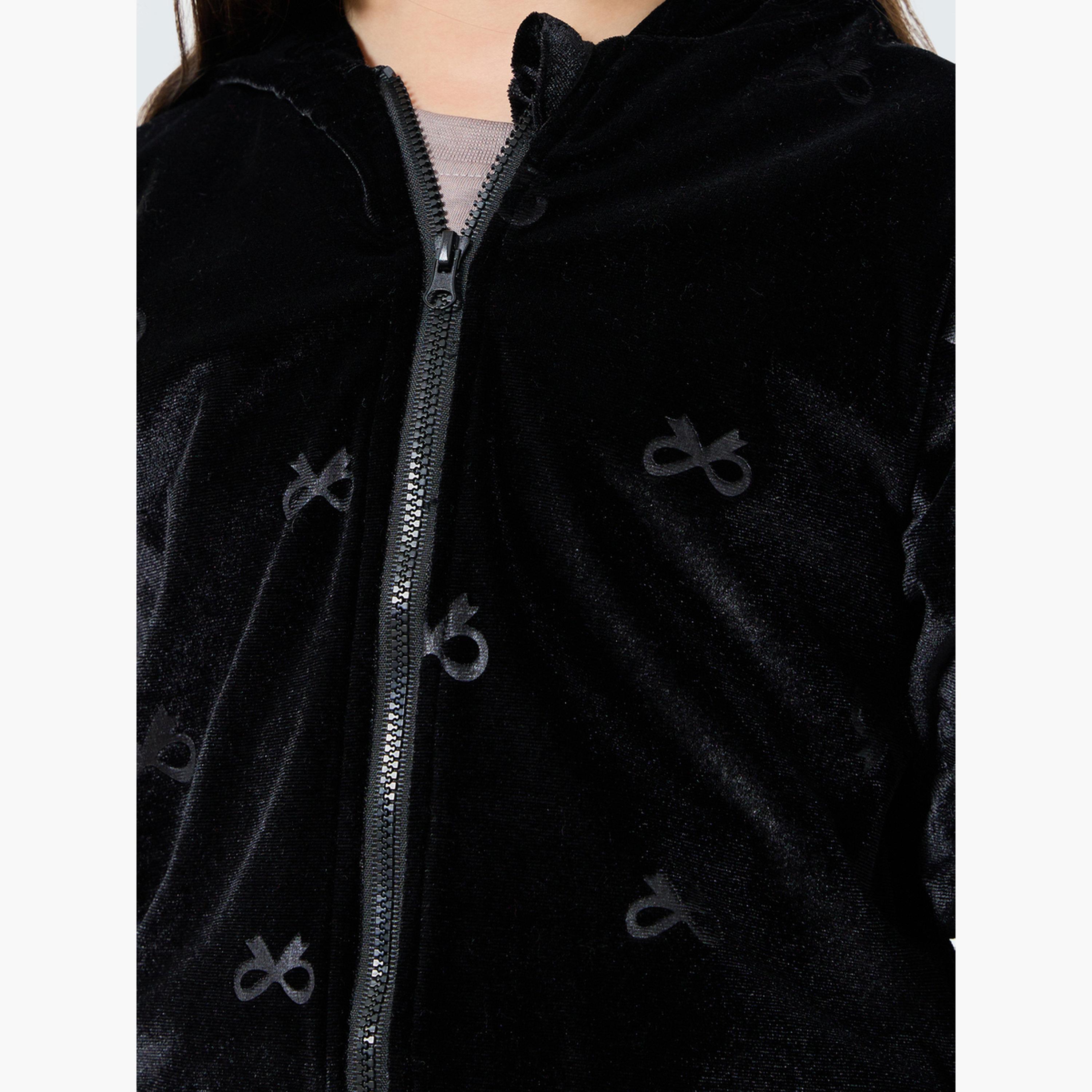 Styli Girls Black Velour Sweatshirt and Joggers Set-girls-clothing-setsandcoords-image-4