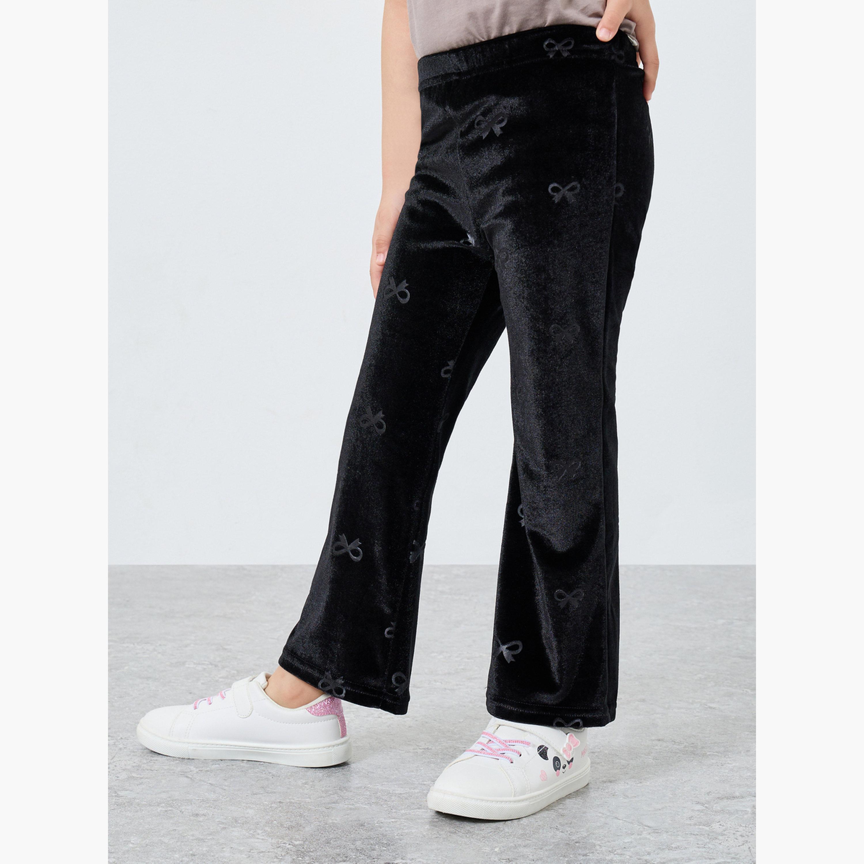Styli Girls Black Velour Sweatshirt and Joggers Set-girls-clothing-setsandcoords-image-5