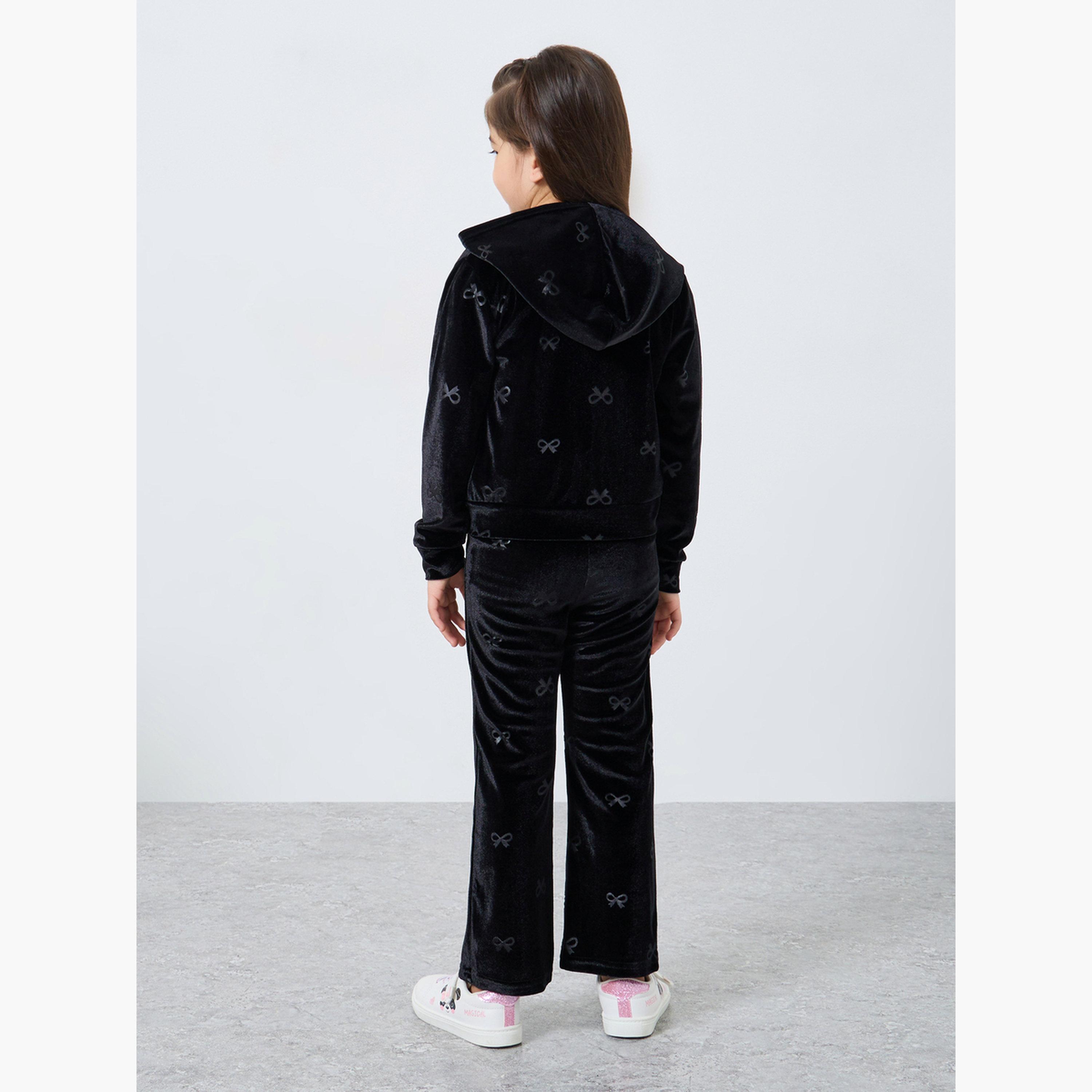 Styli Girls Black Velour Sweatshirt and Joggers Set-girls-clothing-setsandcoords-image-6
