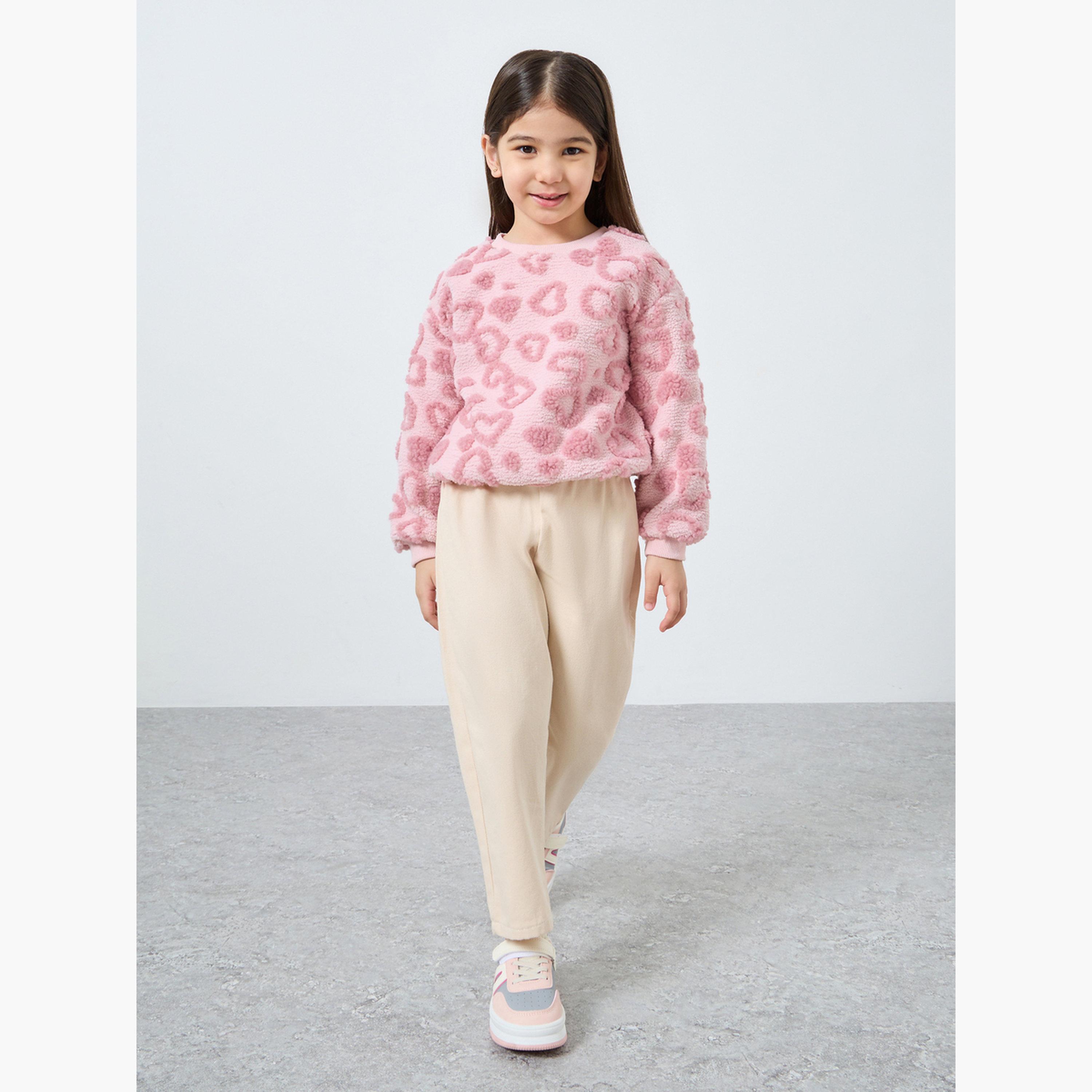 Styli Textured Round Neck Long Sleeves Girl's Sweatshirt-girls-clothing-sweatshirts-image-2