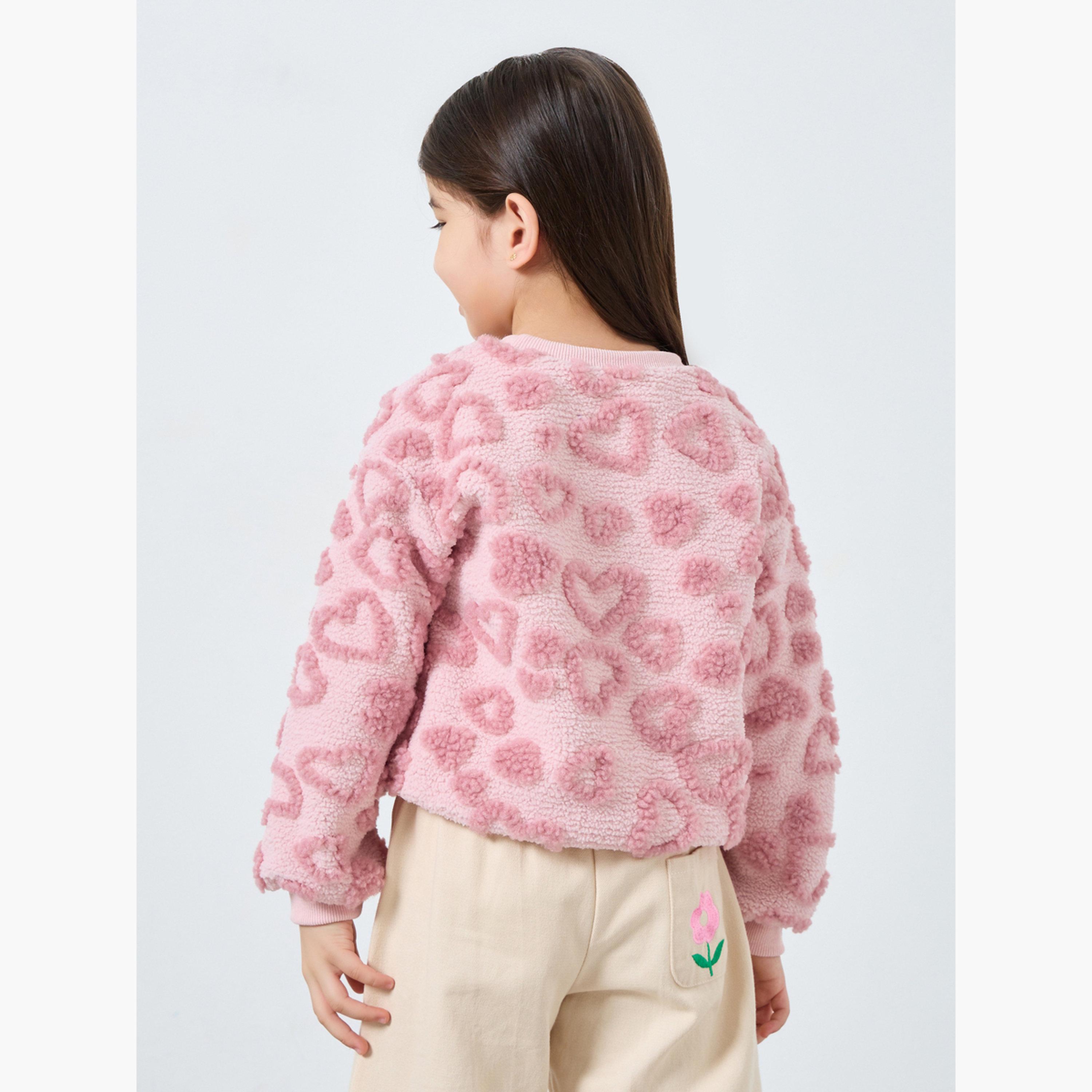 Styli Textured Round Neck Long Sleeves Girl's Sweatshirt-girls-clothing-sweatshirts-image-4