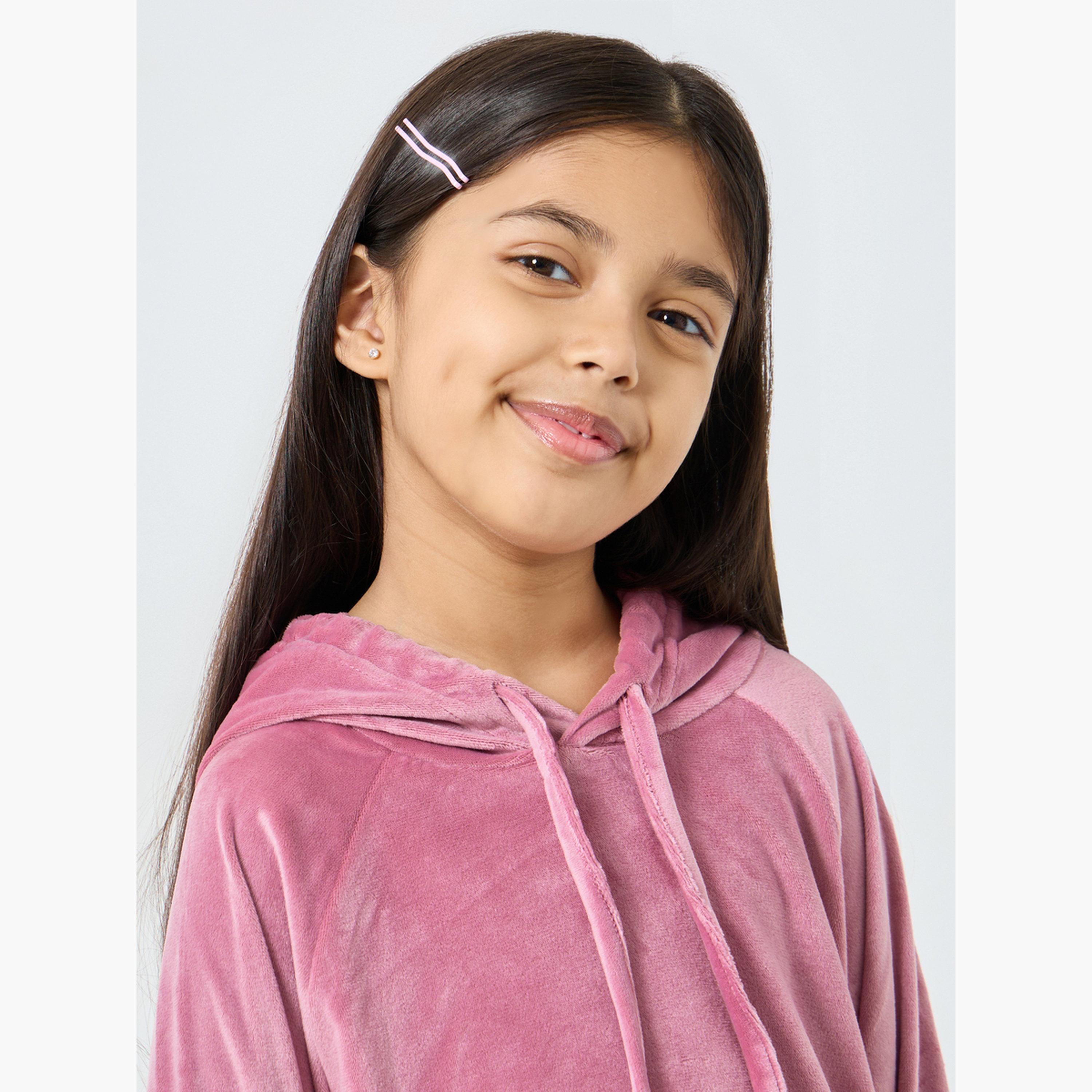 Styli Solid Hooded Neck Long Sleeves Girl's Hoodie-girls-clothing-sweatshirts-image-3