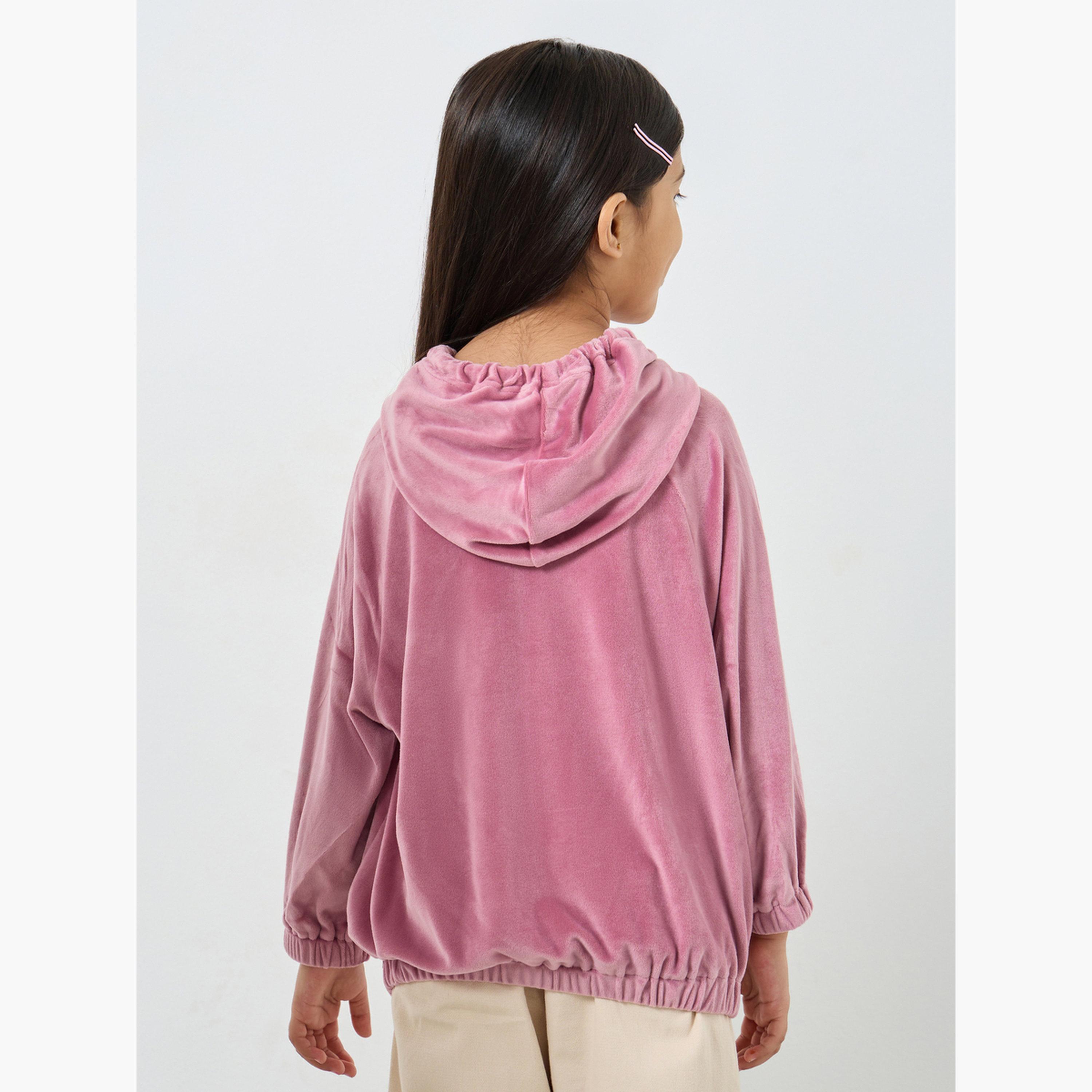 Styli Solid Hooded Neck Long Sleeves Girl's Hoodie-girls-clothing-sweatshirts-image-4
