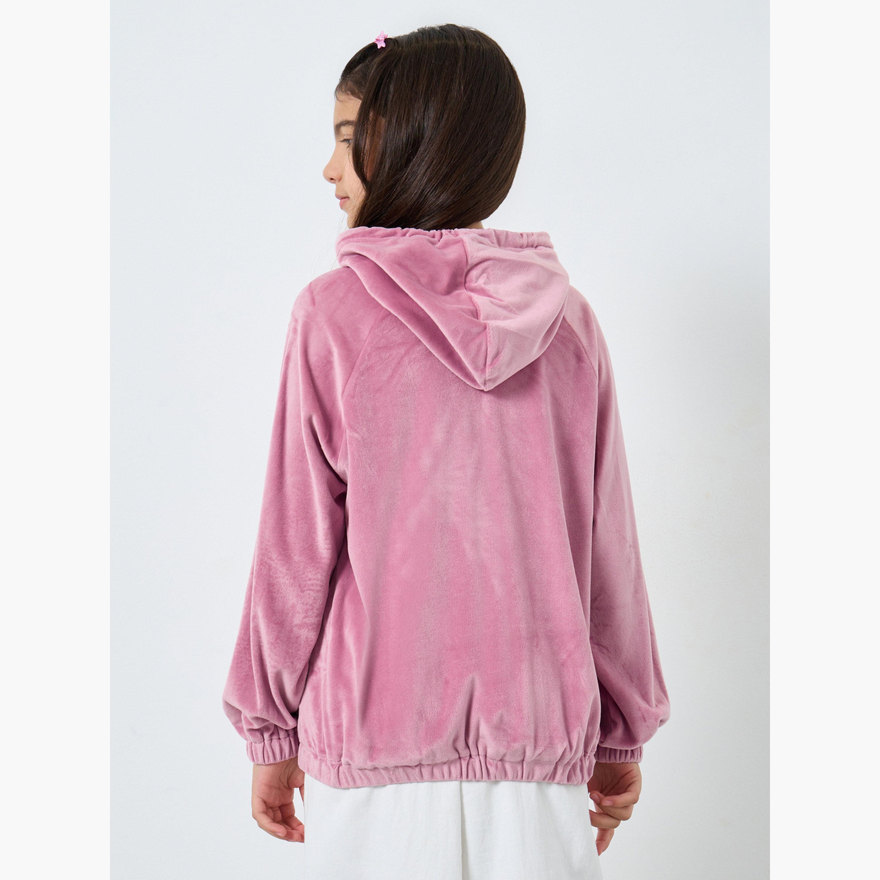 Styli Solid Hooded Neck Long Sleeves Girl's Hoodie-girls-clothing-sweatshirts-image-4