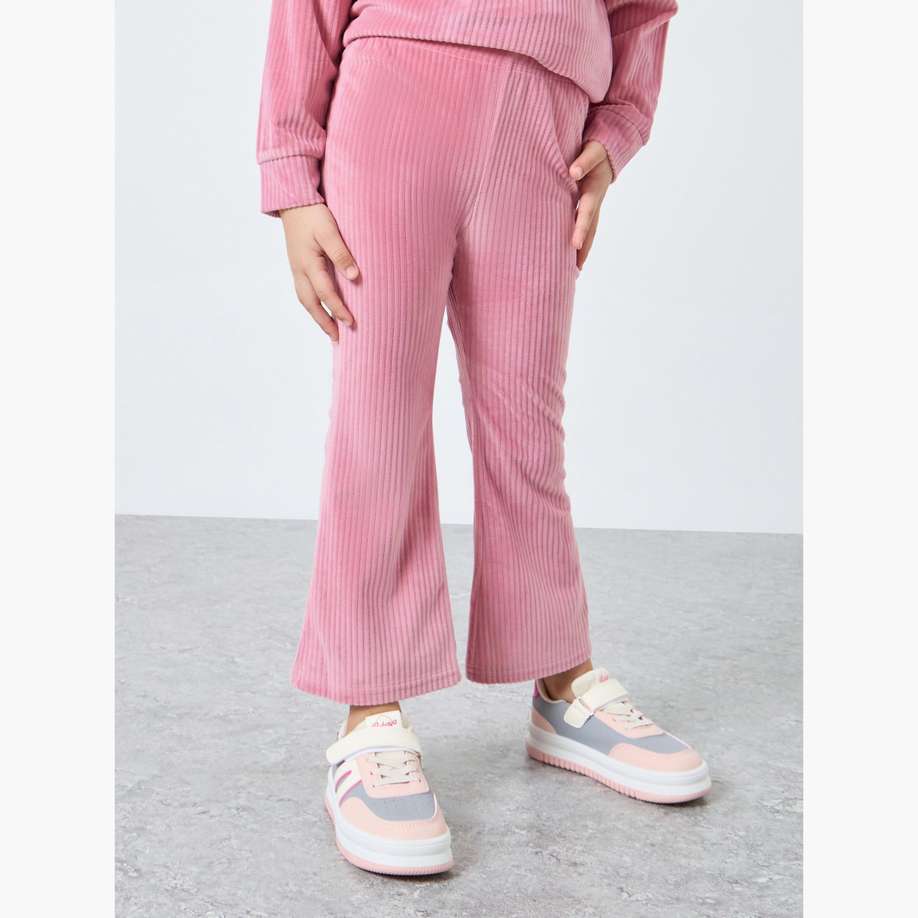 Styli Girls Pink Corduroy Hoodie and Flared Legging Set-girls-clothing-setsandcoords-image-5